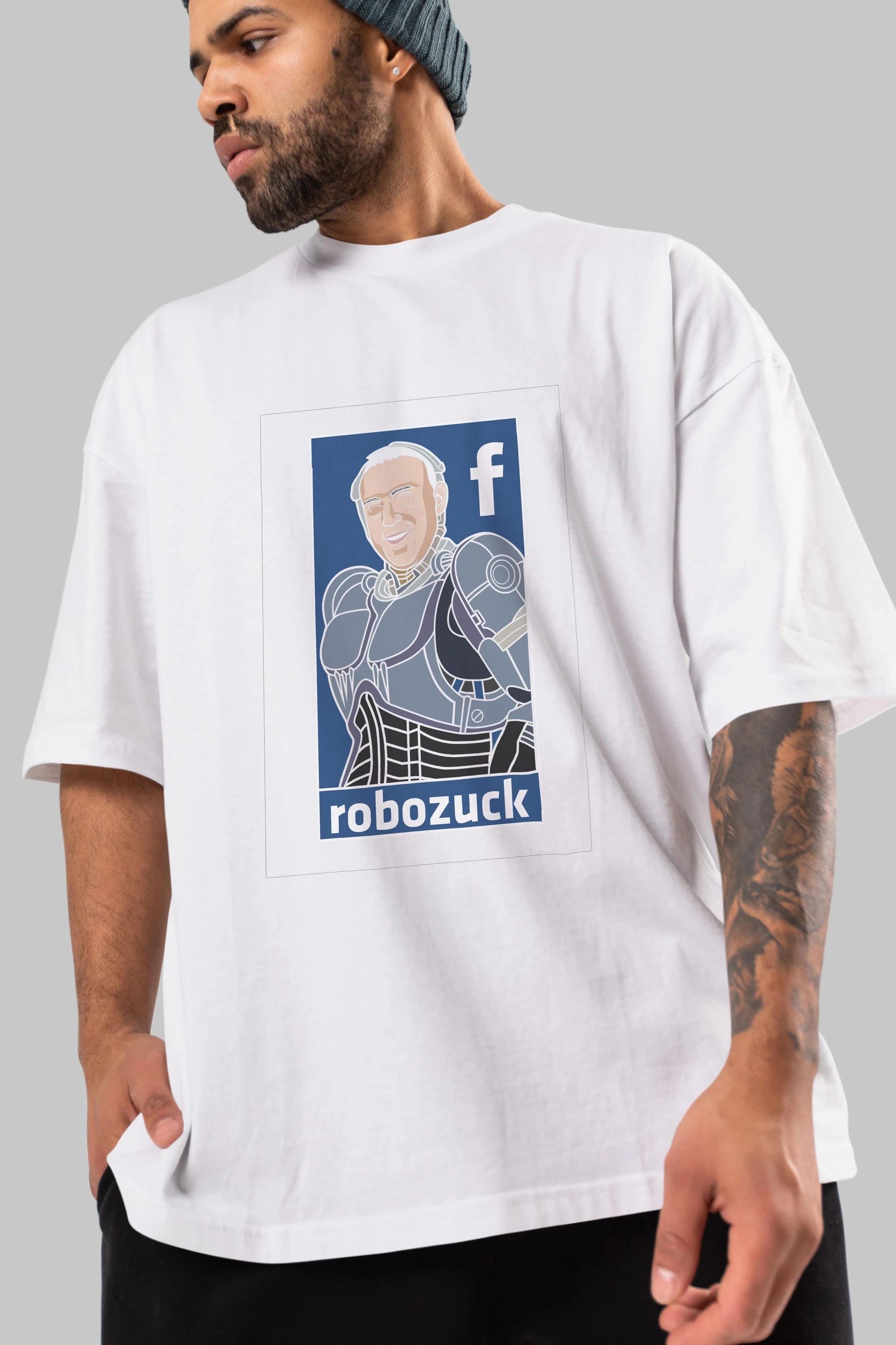 Robozuck Ön Baskılı Oversize t-shirt Erkek Kadın Unisex %100 Pamuk tişort