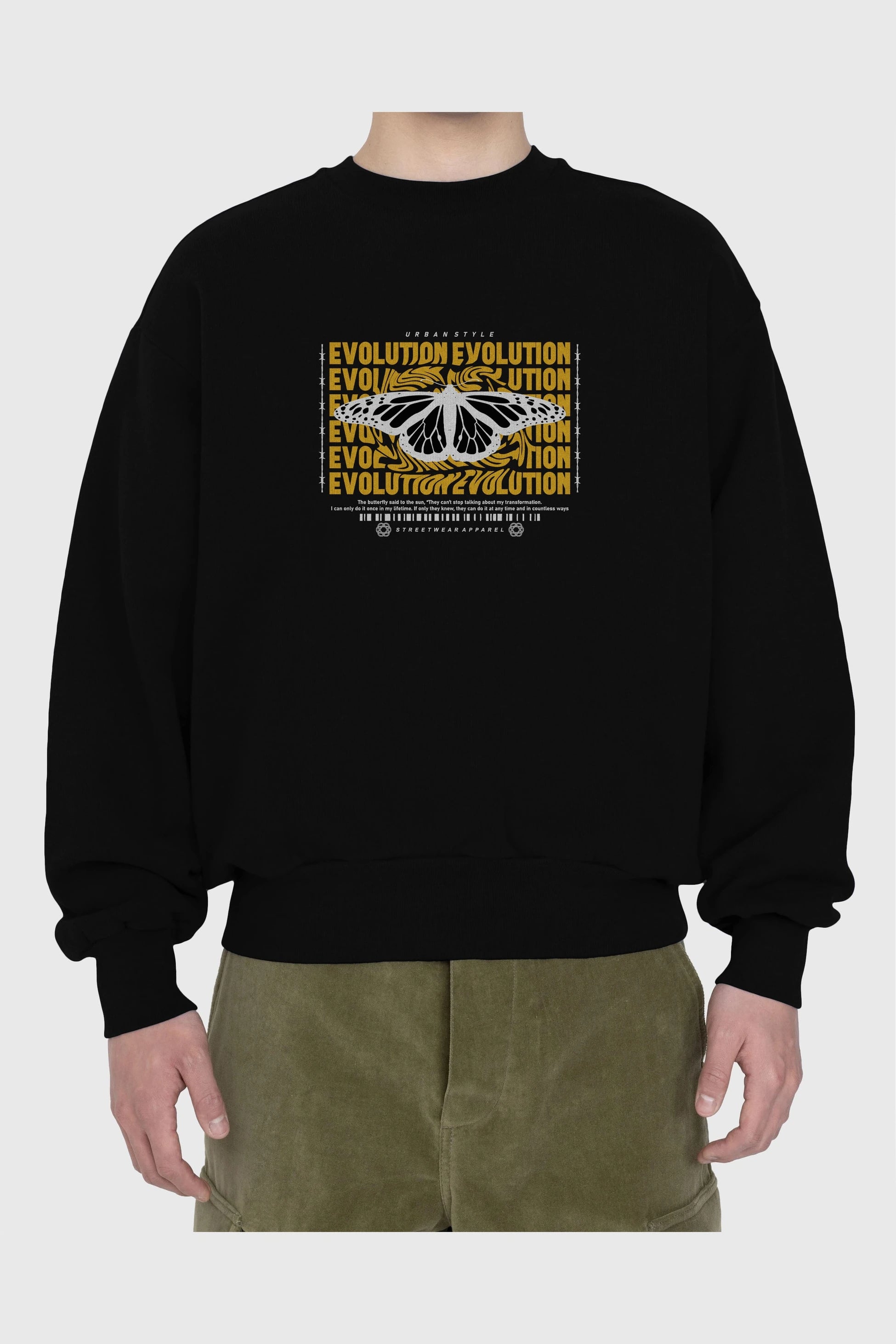 Evolution Urban Style Ön Baskılı Oversize Sweatshirt Erkek Kadın Unisex