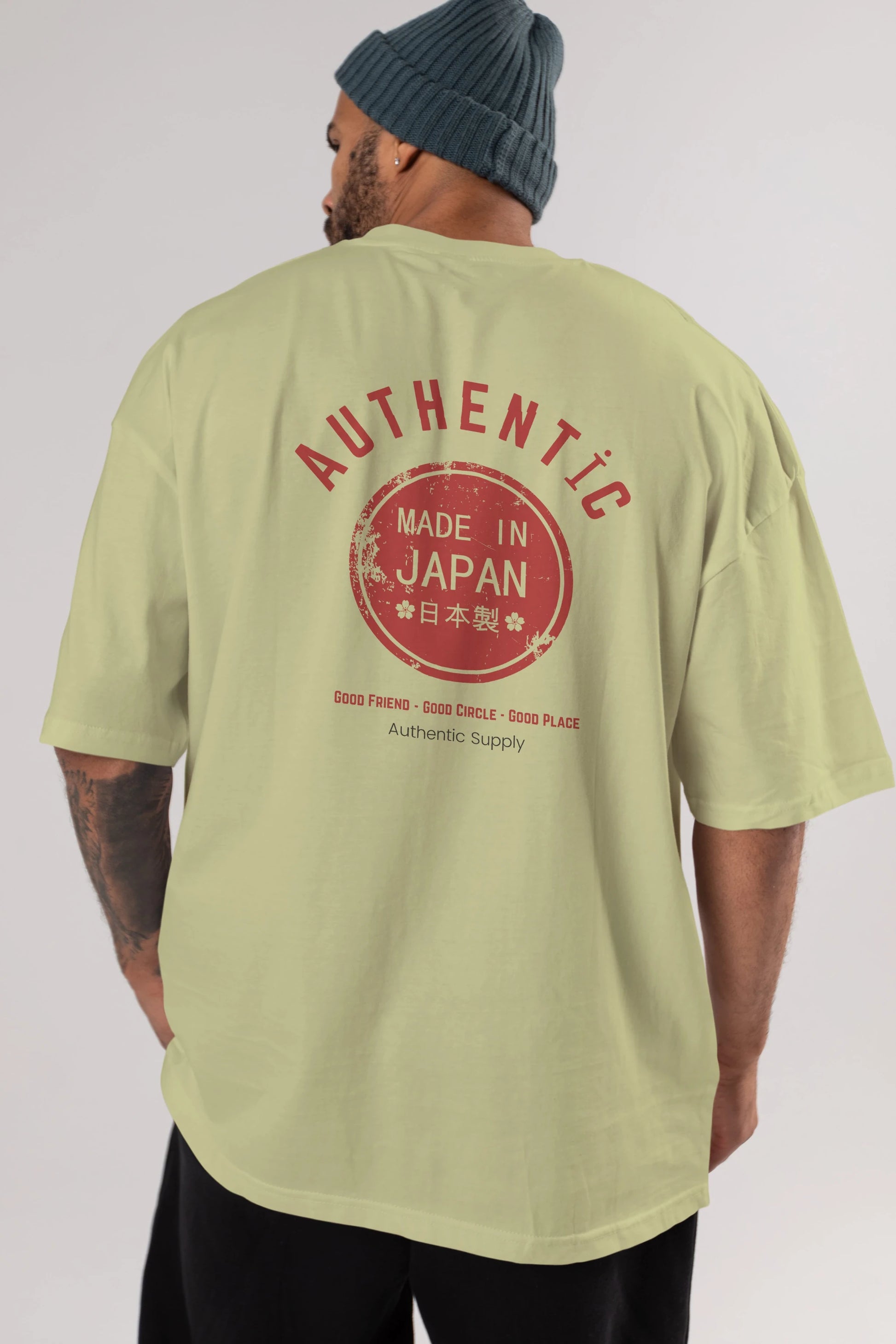 Authentic Japan Style Arka Baskılı Oversize t-shirt Erkek Kadın Unisex