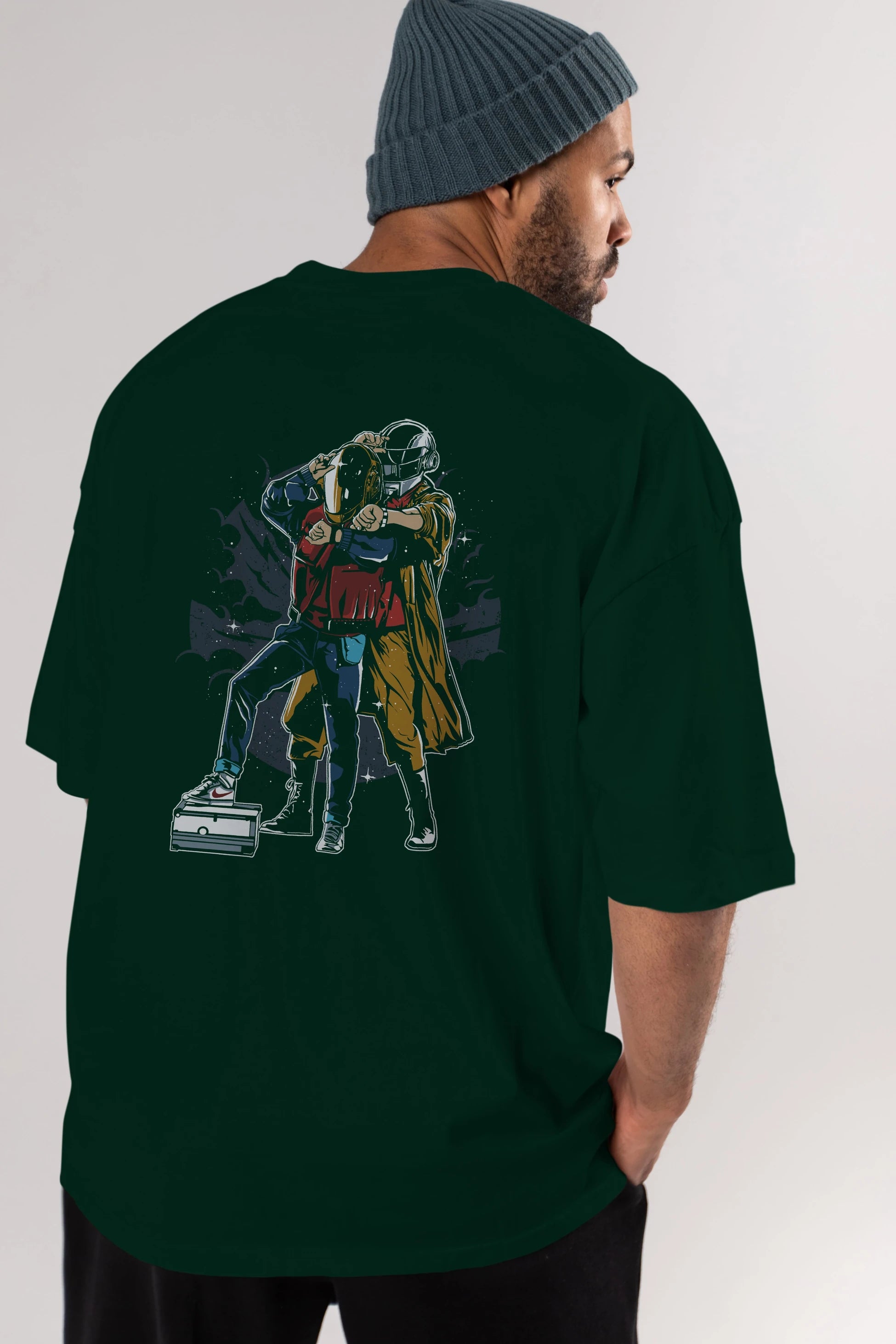 Back To The Beat Arka Baskılı Oversize t-shirt Erkek Kadın Unisex %100 Pamuk