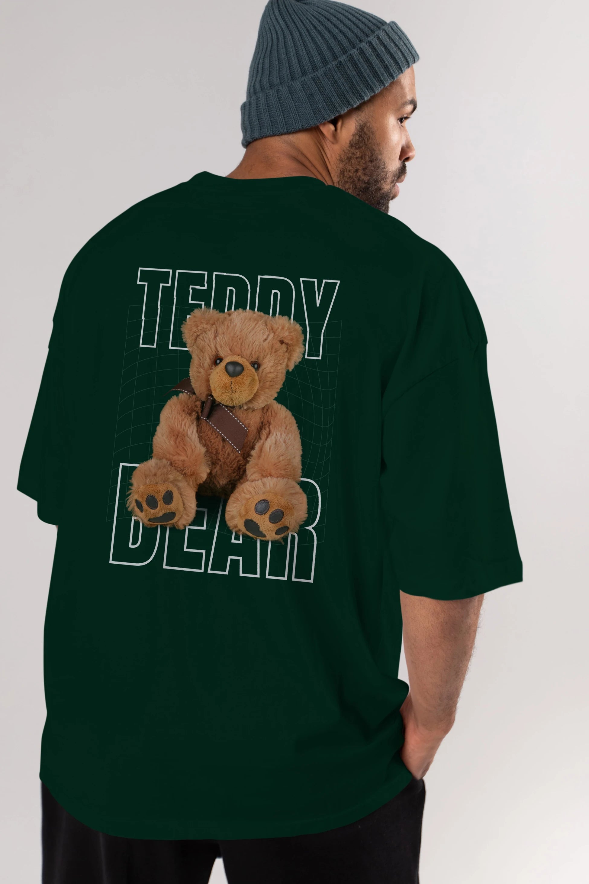 Teddy Bear Yazılı Arka Baskılı Oversize t-shirt Erkek Kadın Unisex %100 Pamuk
