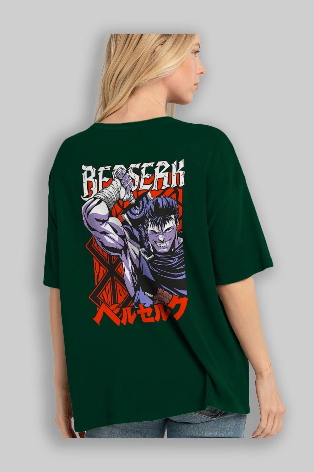 GUTS berserk Anime Arka Baskılı Oversize t-shirt Erkek Kadın Unisex
