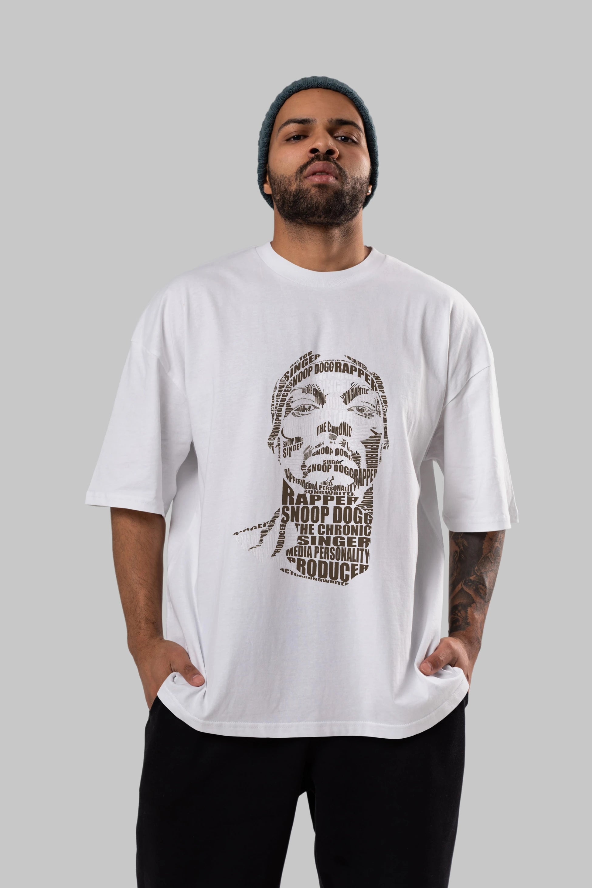 Snoop Dogg Calligram Ön Baskılı Oversize t-shirt %100 pamuk Erkek Kadın Unisex
