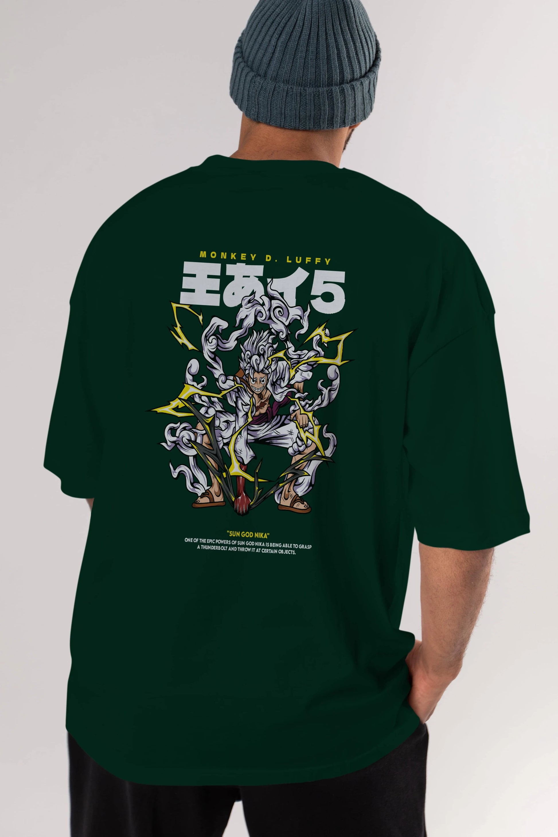 Monkey D. Luffy Anime Arka Baskılı Oversize t-shirt Erkek Kadın Unisex