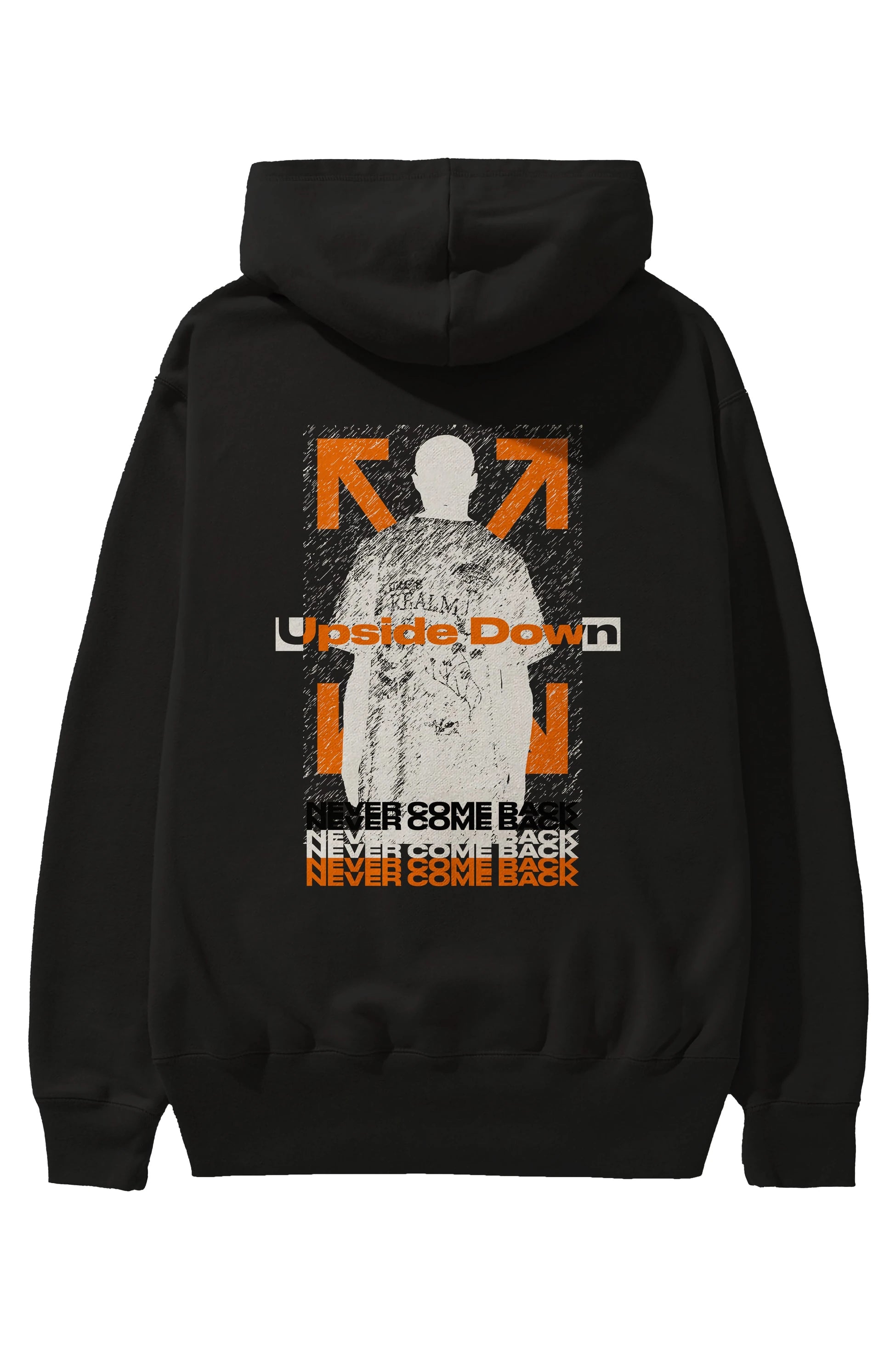 Upside Down Arka Baskılı Hoodie Oversize Kapüşonlu Sweatshirt Erkek Kadın Unisex