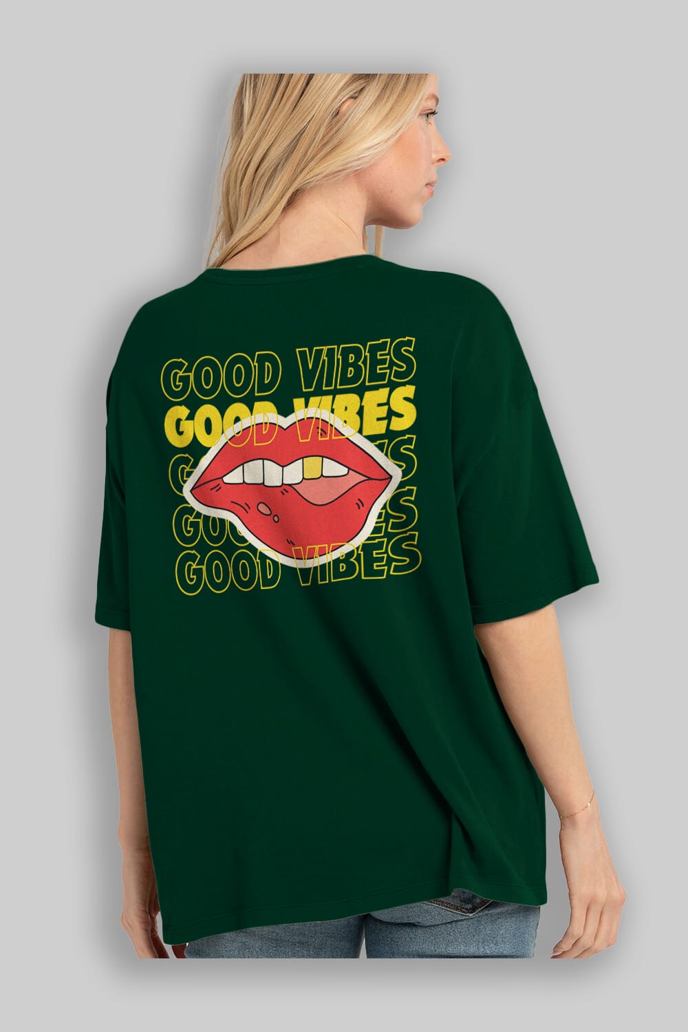 Good Vibes Yazılı 2 Arka Baskılı Oversize t-shirt Erkek Kadın Unisex