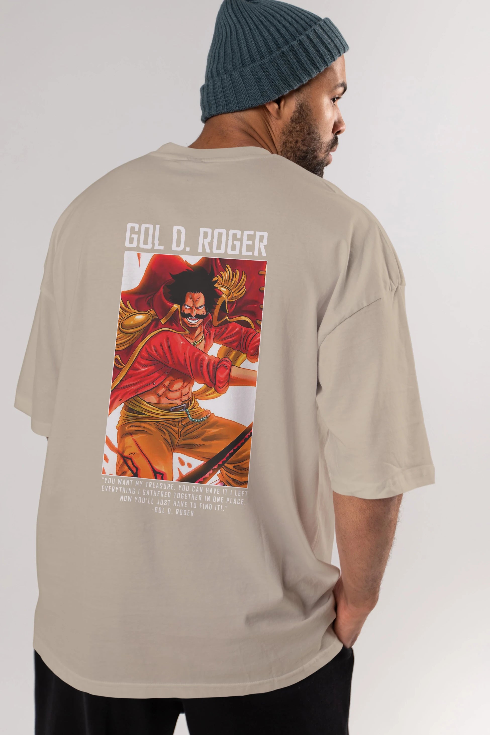 Gol D. Roger Anime Arka Baskılı Oversize t-shirt Erkek Kadın Unisex %100 pamuk tişort