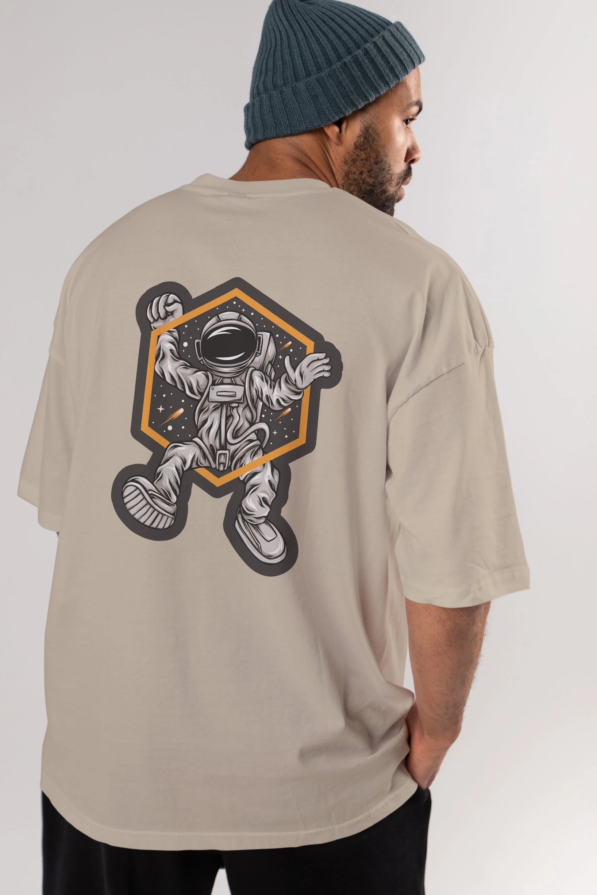 Astrofun Sticker Arka Baskılı Oversize t-shirt Erkek Kadın Unisex
