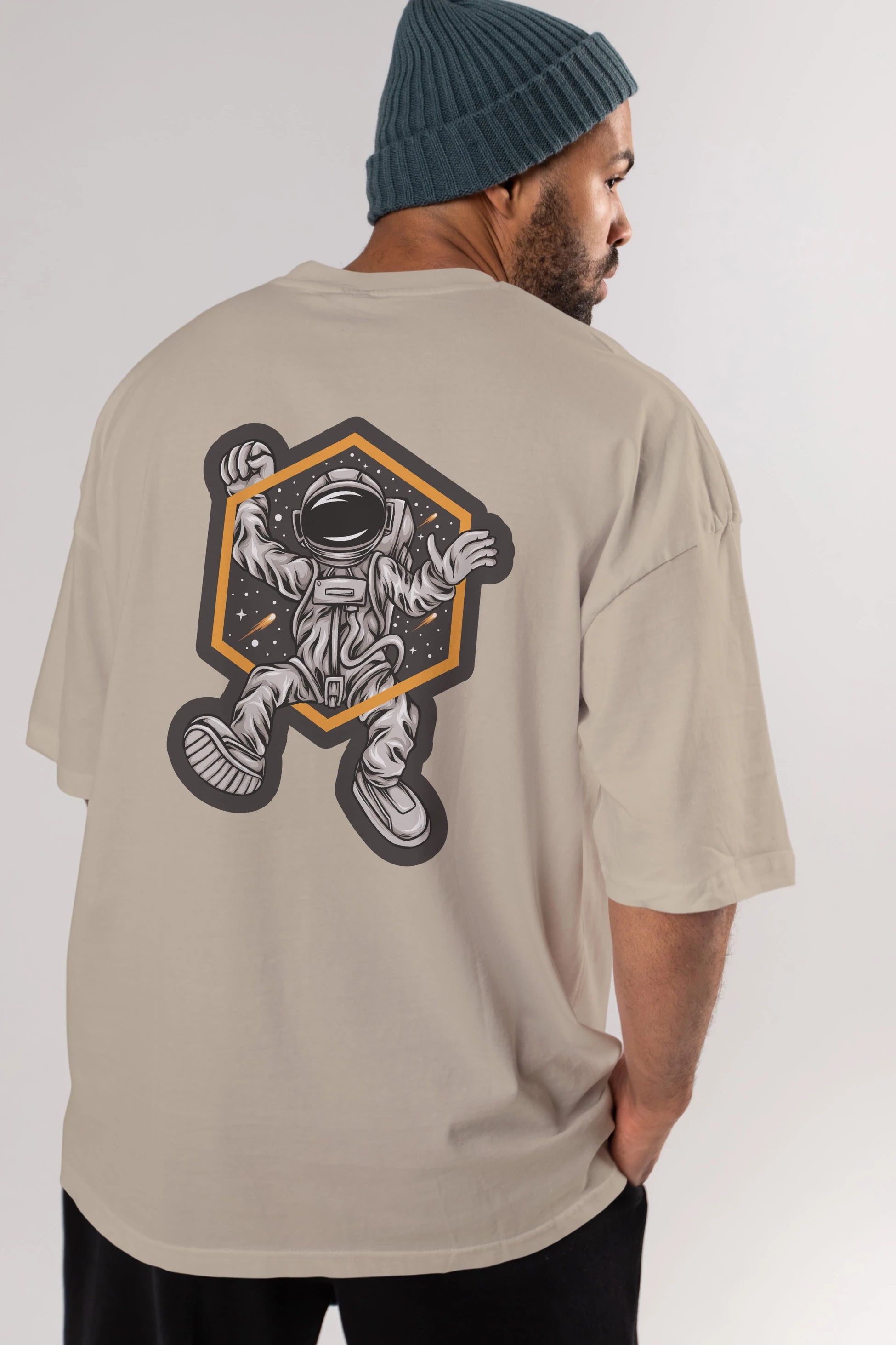Astrofun Sticker Arka Baskılı Oversize t-shirt Erkek Kadın Unisex