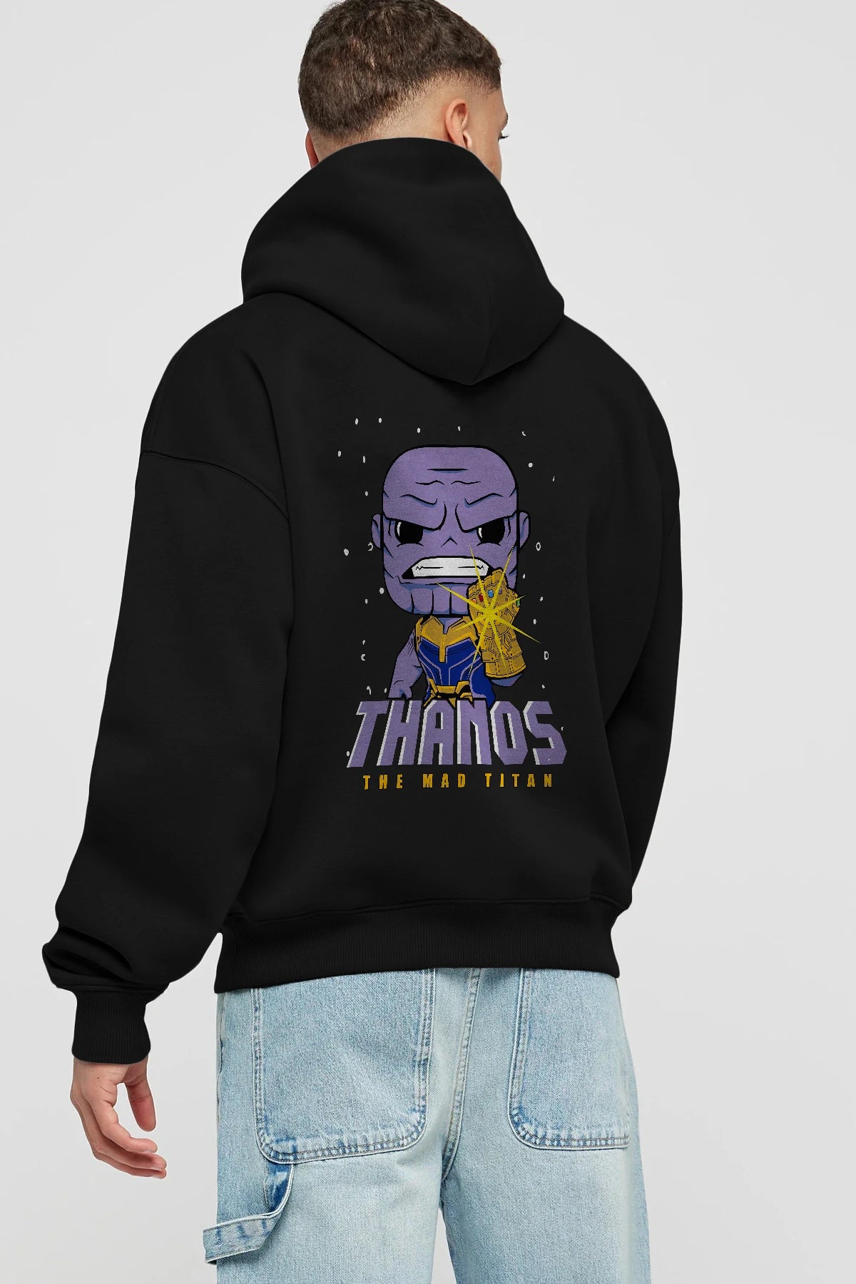 Thanos (1) Arka Baskılı Hoodie Oversize Kapüşonlu Sweatshirt Erkek Kadın Unisex