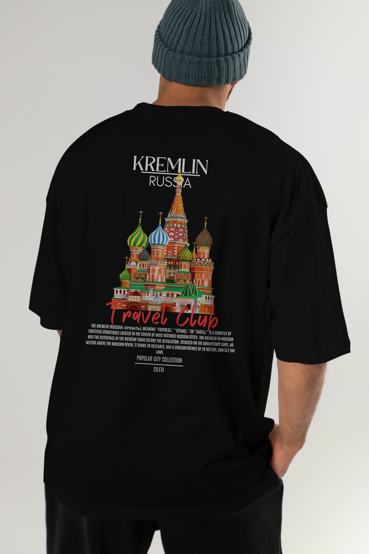 Kremlin Russia Arka Baskılı Oversize t-shirt Erkek Kadın Pamuk Bisiklet Yaka tişort