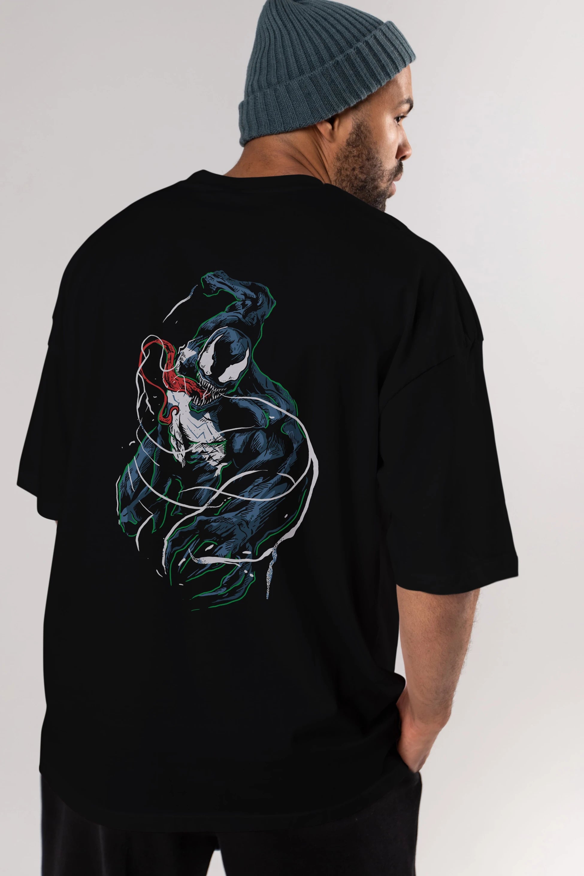 Venom (5) Arka Baskılı Oversize t-shirt Erkek Kadın Unisex %100 Pamuk Bisiklet Yaka tişort