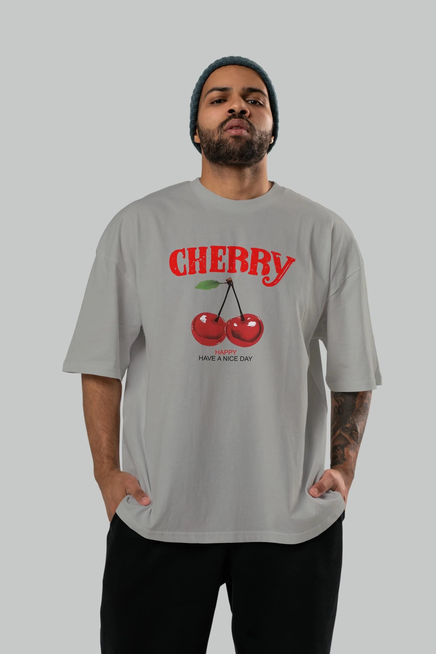 Cherry Cherries 5 Ön Baskılı Oversize t-shirt Erkek Kadın Pamuk Bisiklet Yaka tişort