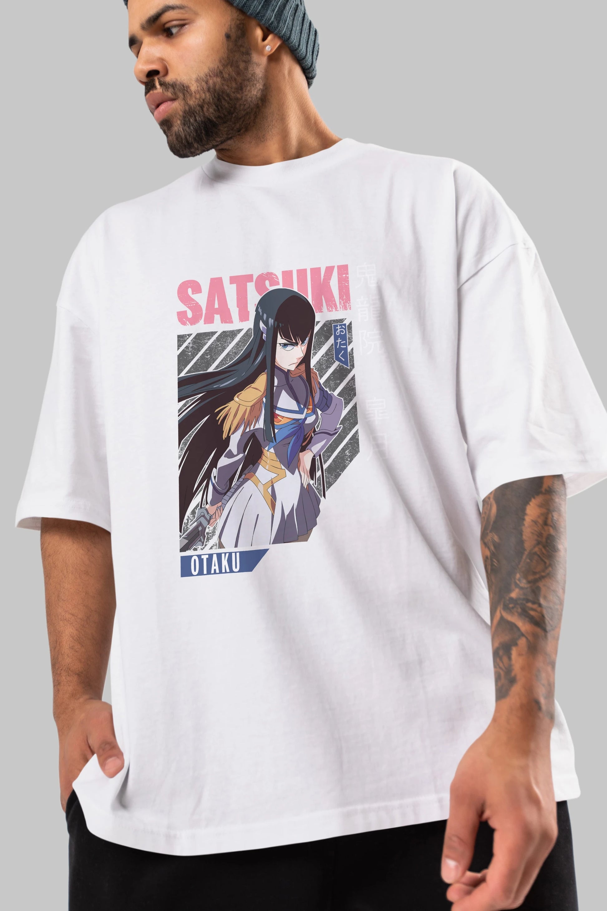 Satsuki Kiryuuin 8 Anime Ön Baskılı Oversize t-shirt %100 pamuk Erkek Kadın Unisex