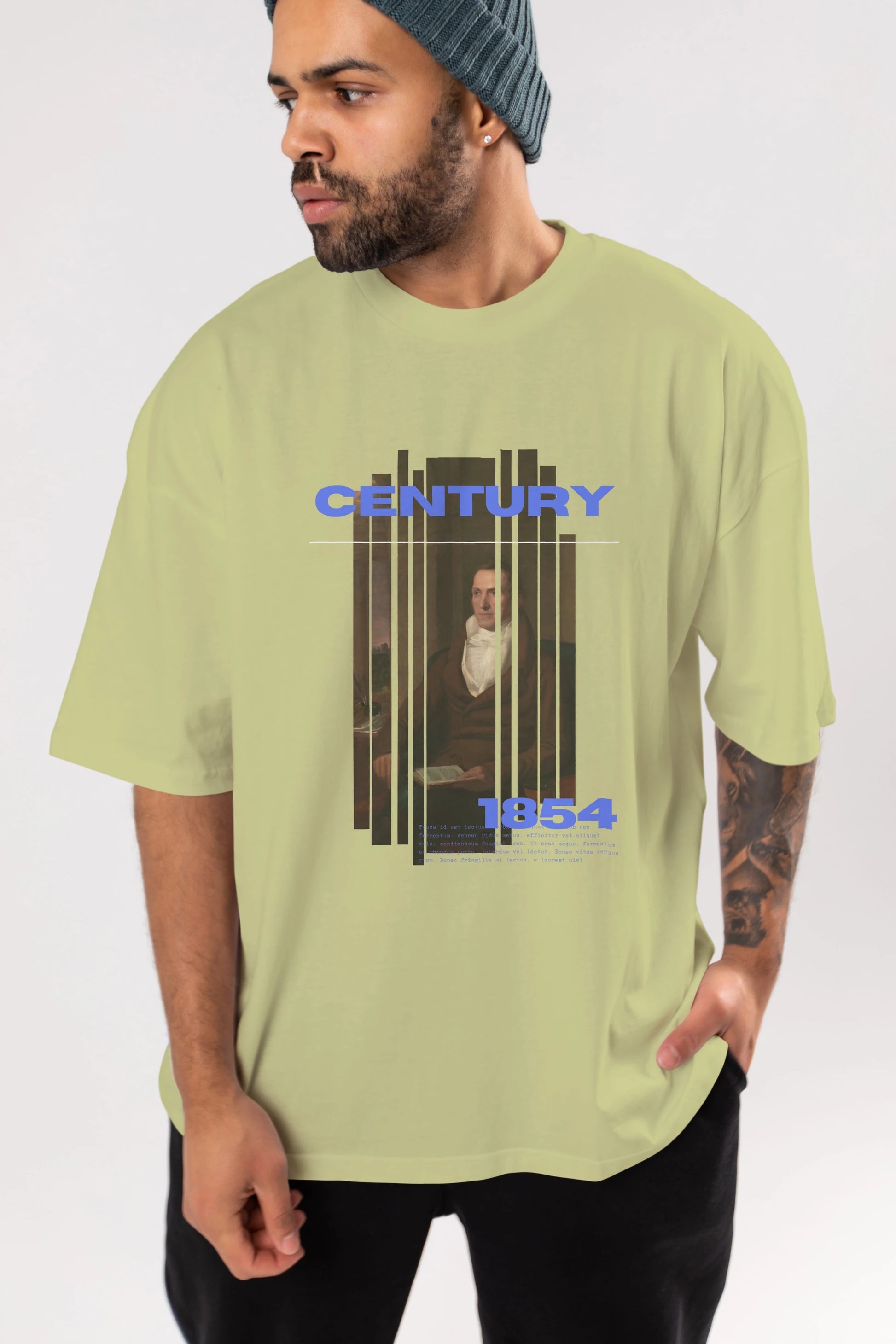 Century 1854 Yazılı Ön Baskılı Oversize t-shirt Erkek Kadın Unisex
