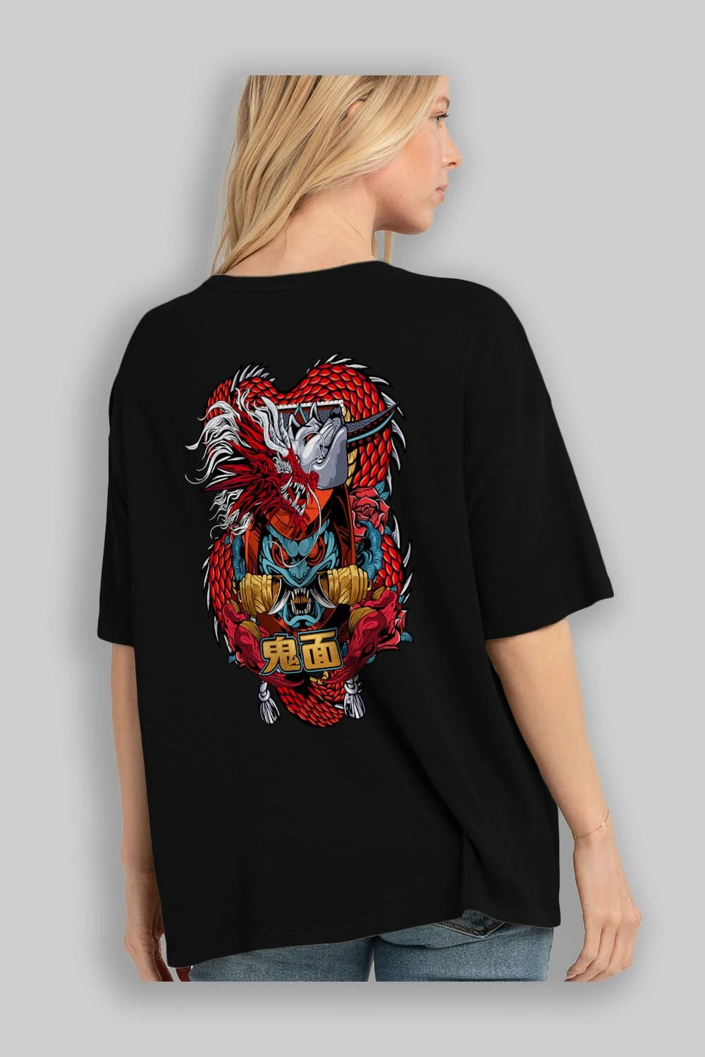 TRIBAL Anime Arka Baskılı Oversize t-shirt Erkek Kadın Unisex