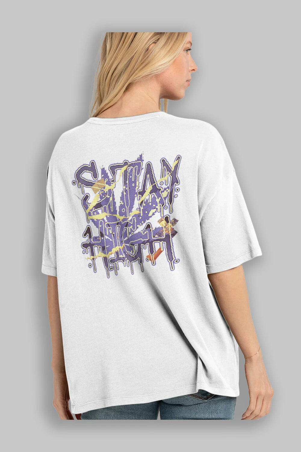 Stay High Arka Baskılı Oversize t-shirt Erkek Kadın Unisex
