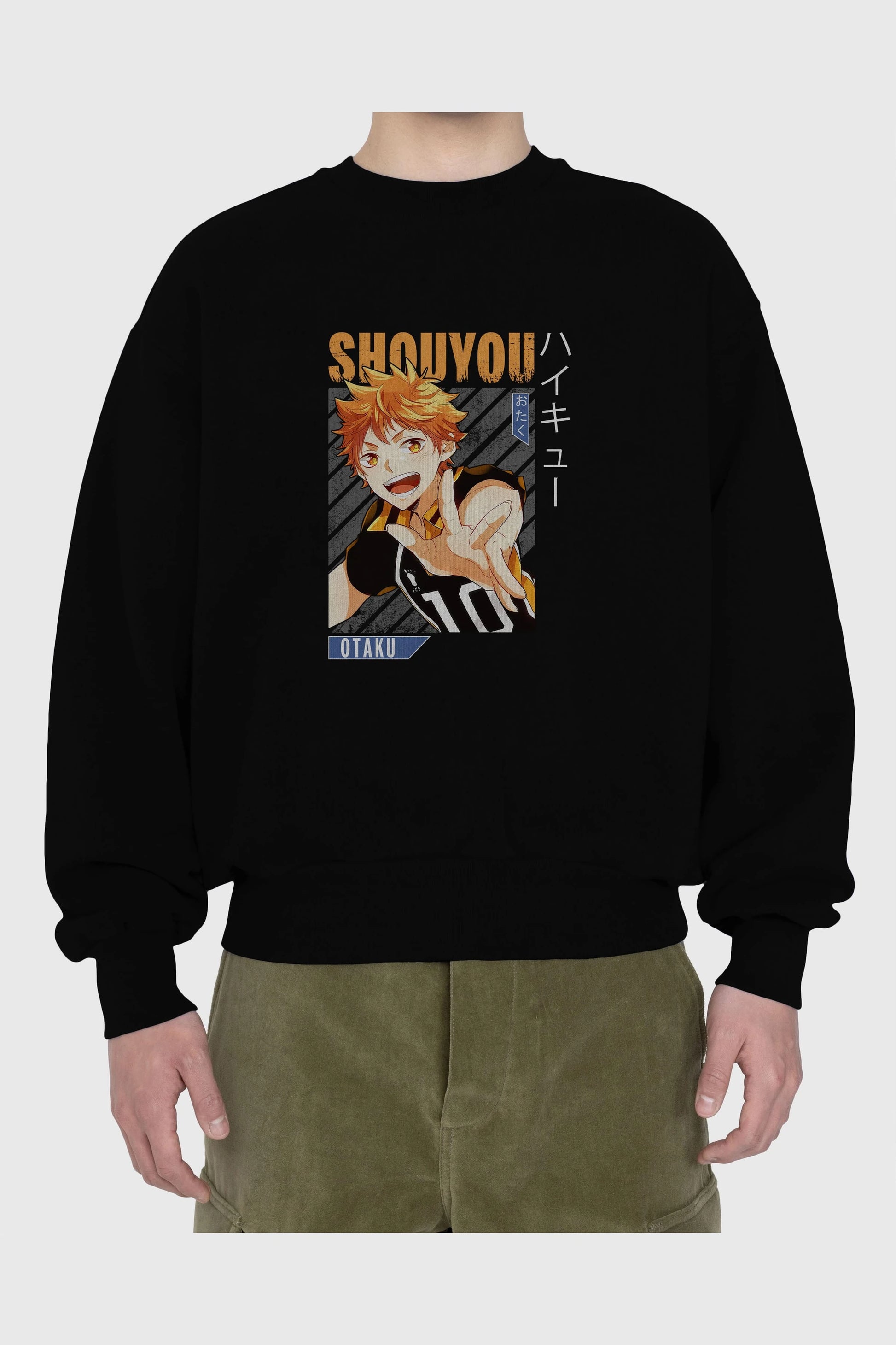 Shouyou Hinata 9 Anime Ön Baskılı Oversize Sweatshirt Erkek Kadın Unisex