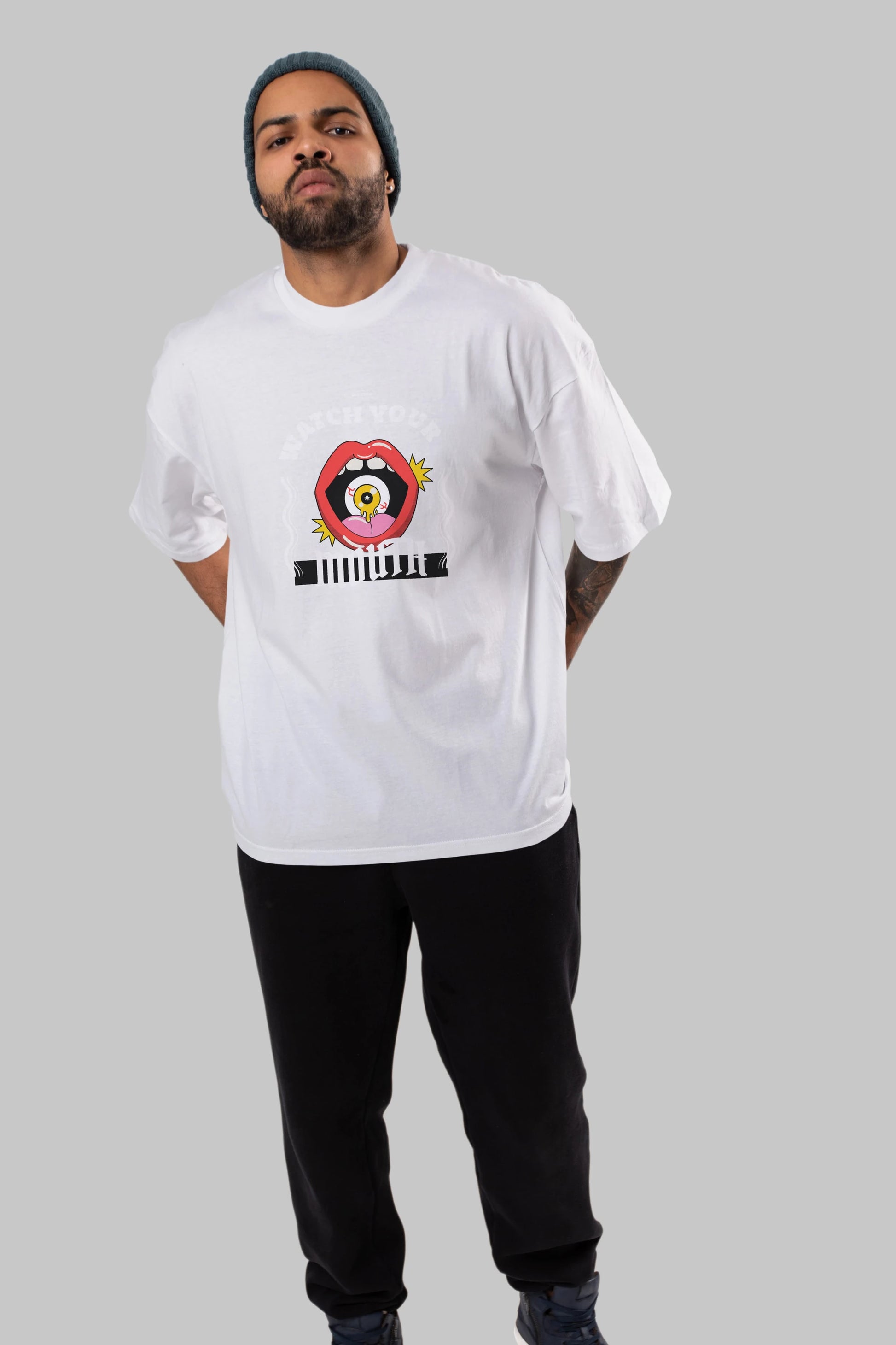 Watch Your Mouth Ön Baskılı Oversize t-shirt Erkek Kadın Unisex