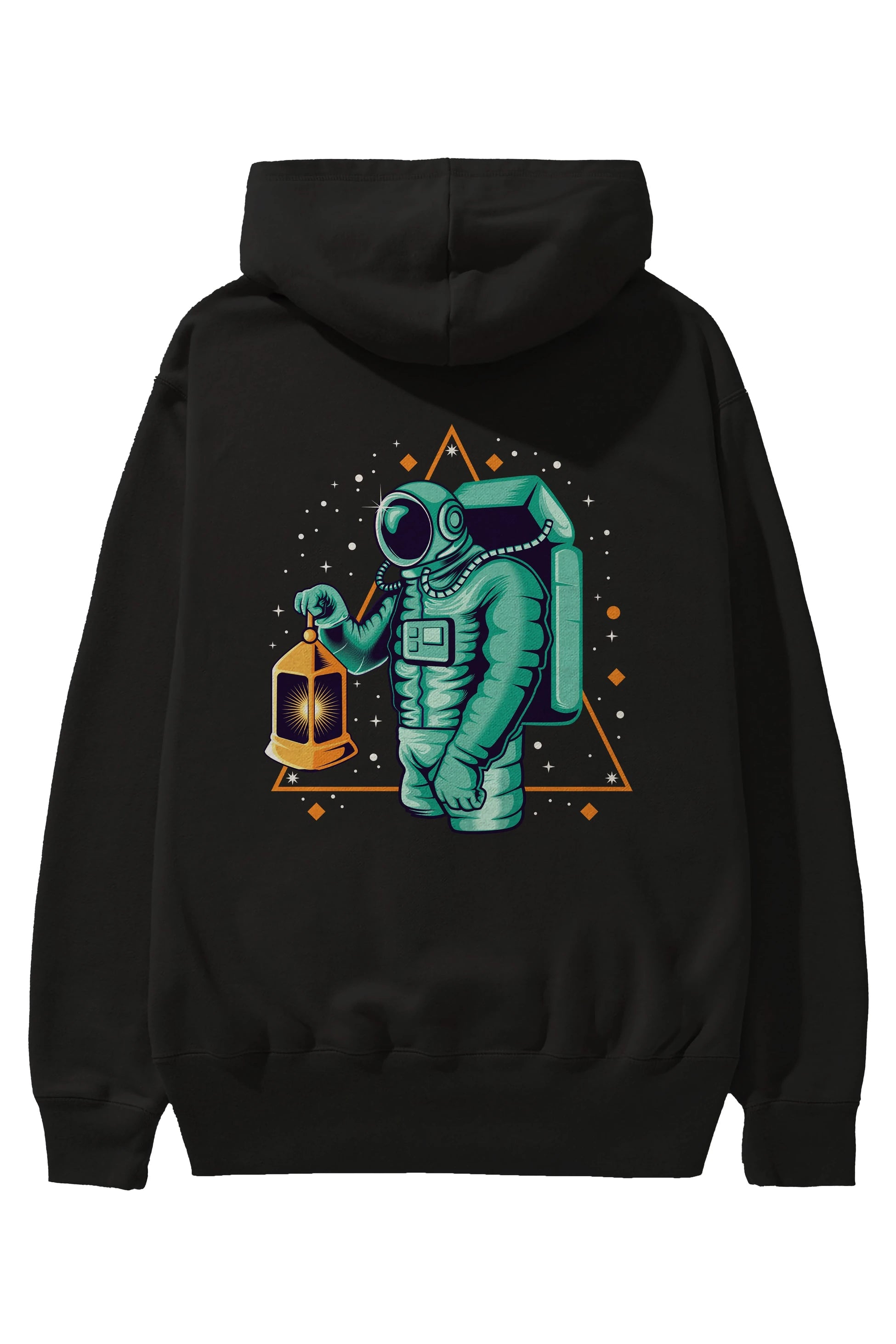 Astronaut Lantern Arka Baskılı Hoodie Oversize Kapüşonlu Sweatshirt Erkek Kadın Unisex