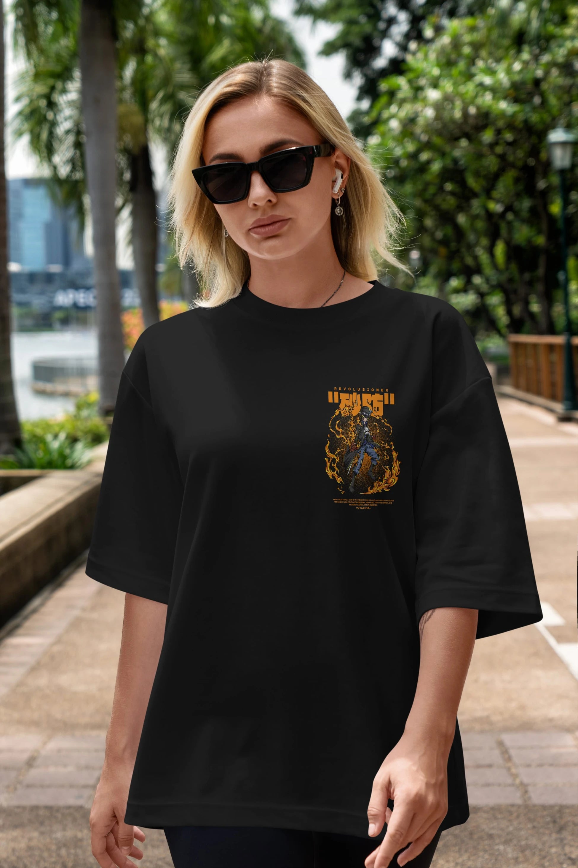 Revolusioner Sabo Ön Sol Baskılı Oversize t-shirt Erkek Kadın Unisex %100 Pamuk Bisiklet Yaka tişort
