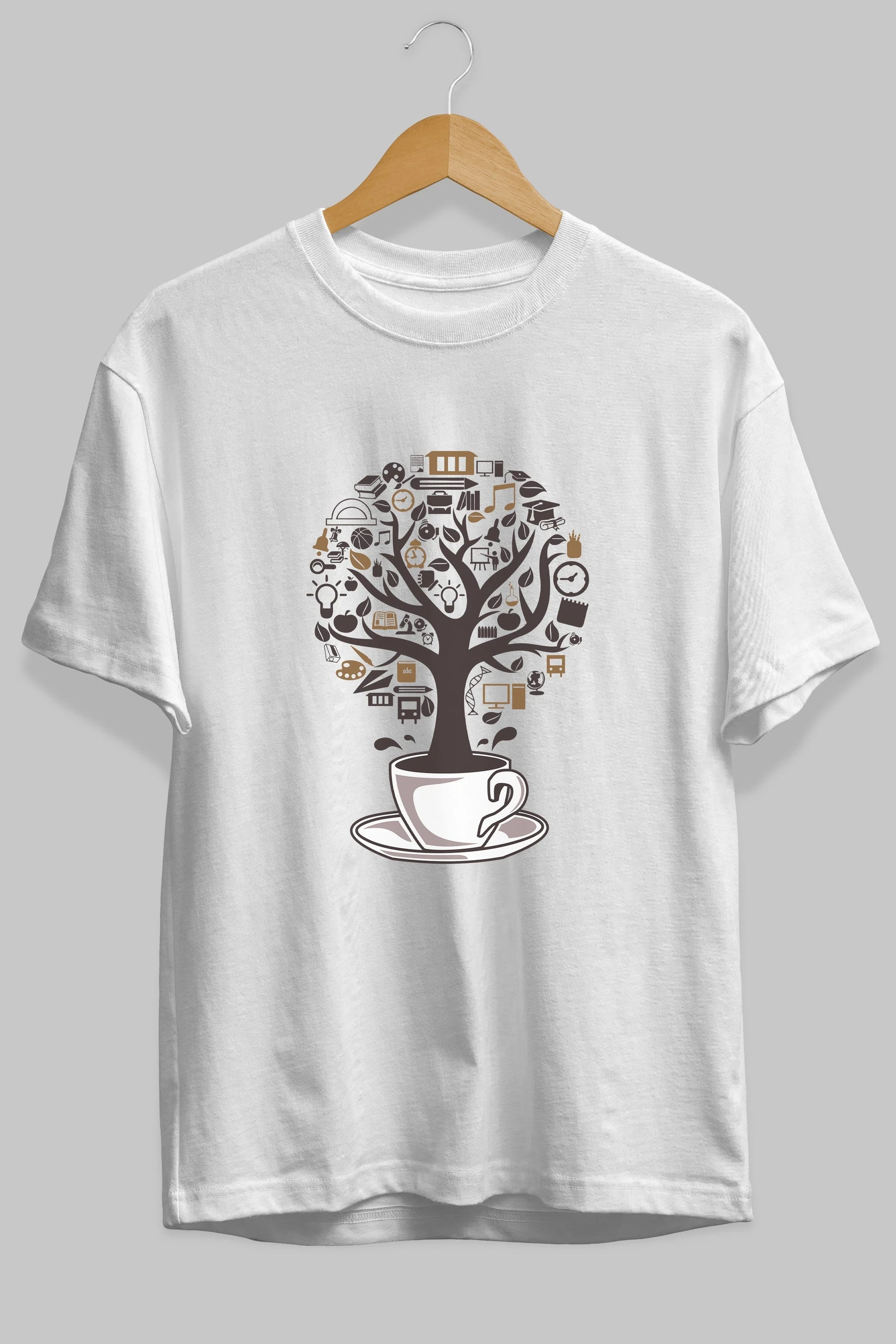 Coffee Tree Ön Baskılı Oversize t-shirt %100 pamuk Erkek Kadın Unisex