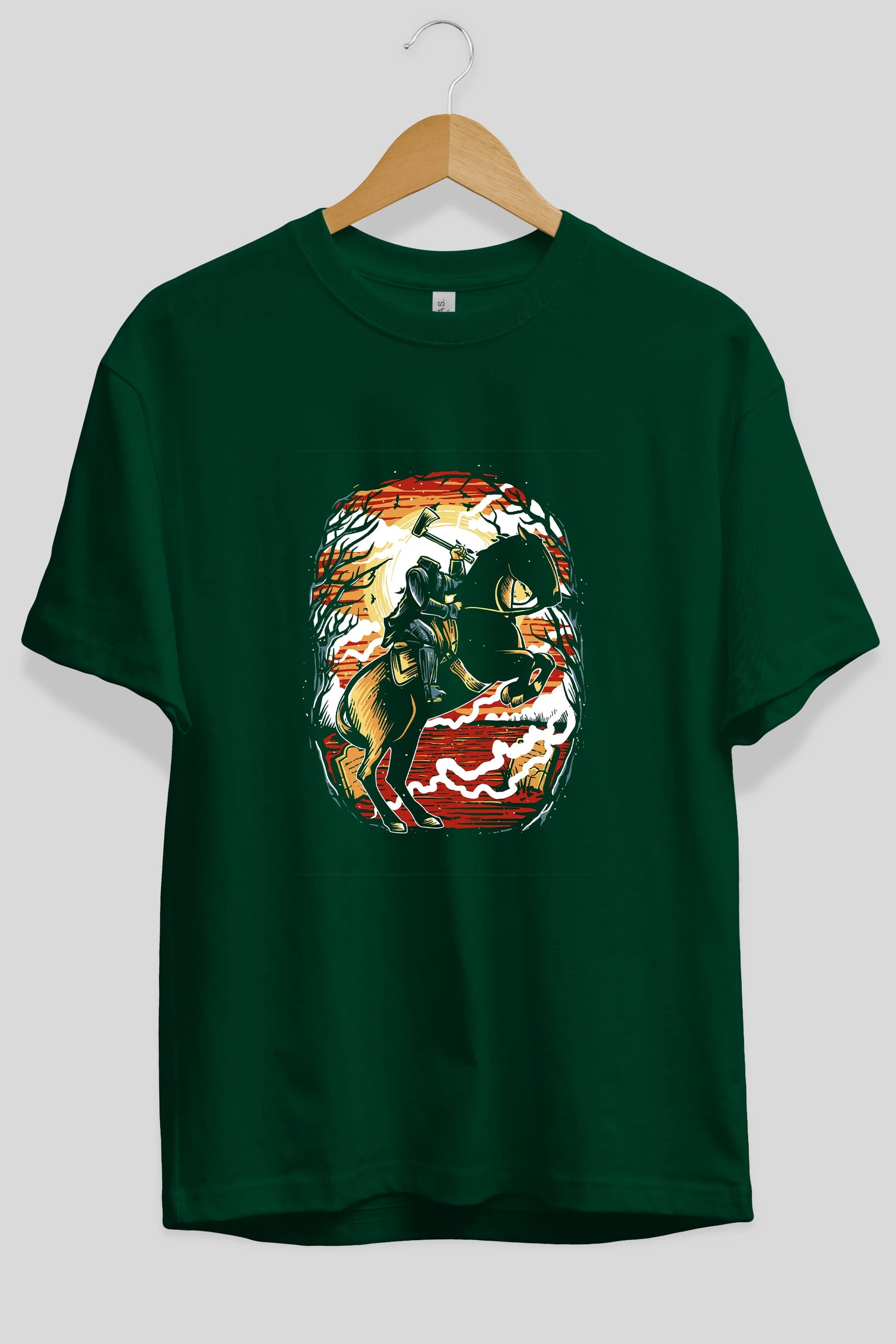 Headless Horseman Ön Baskılı Oversize t-shirt Erkek Kadın Unisex %100 Pamuk tişort
