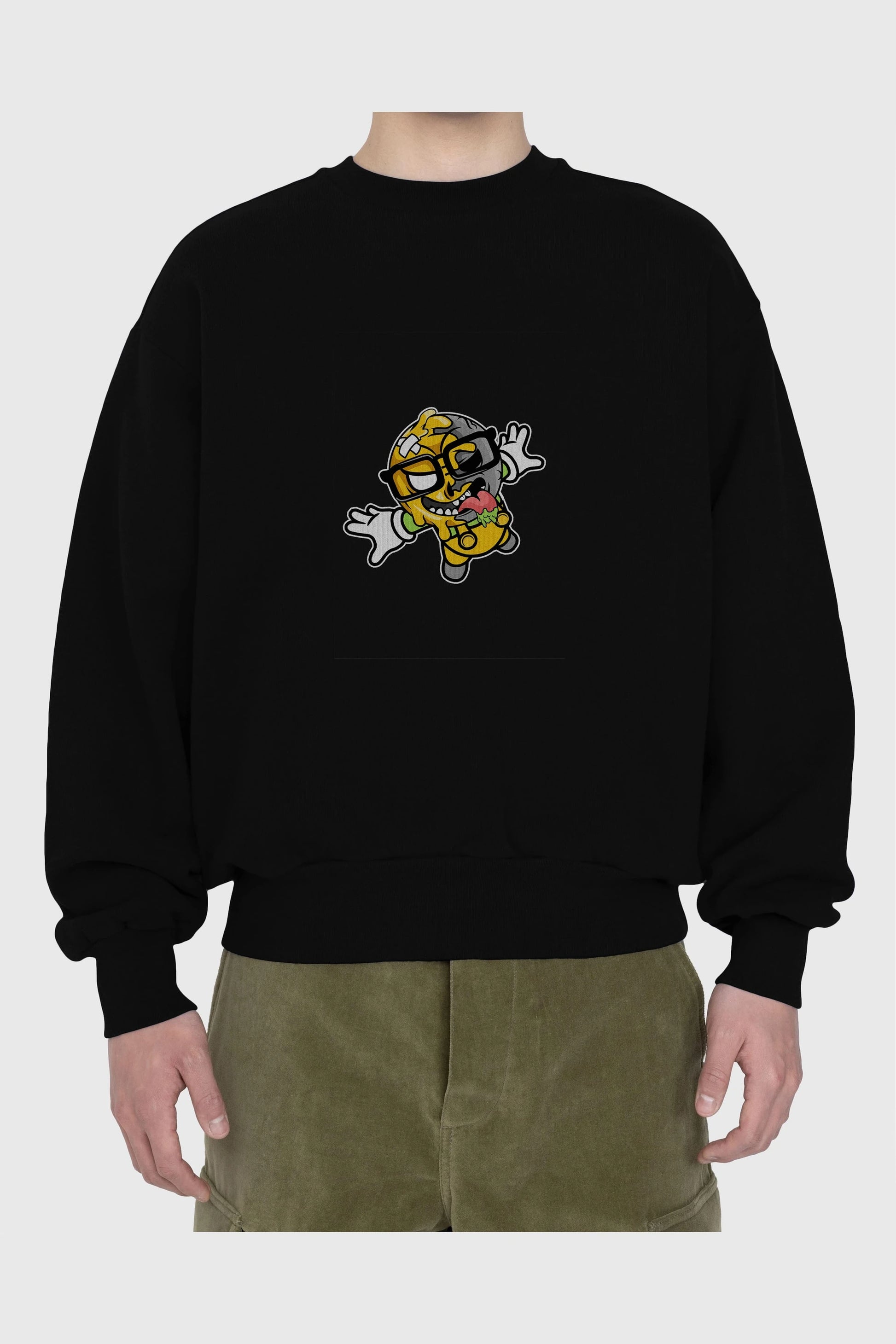 Smiley Jump Ön Baskılı Oversize Sweatshirt Erkek Kadın Unisex