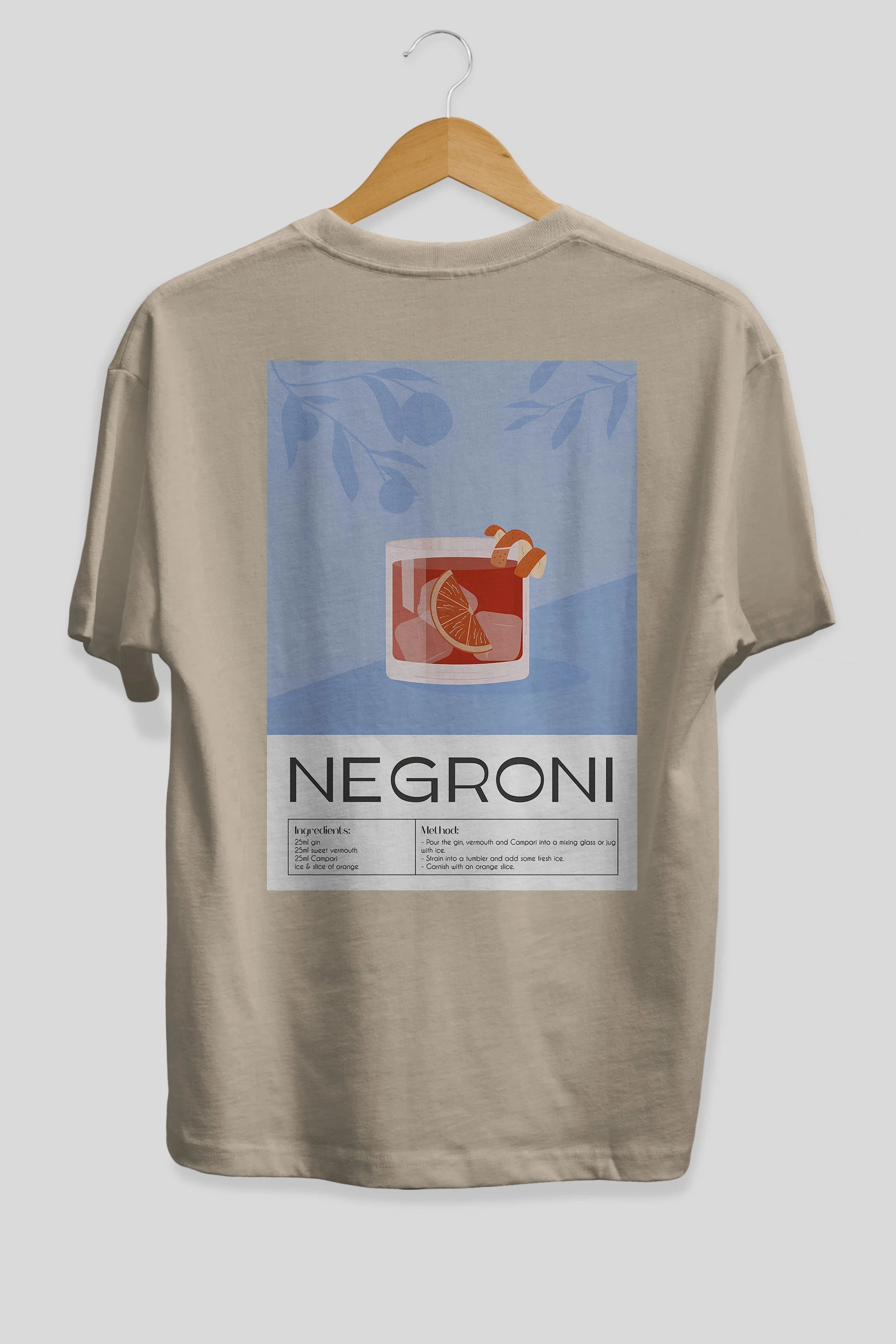 Negroni Arka Baskılı Oversize t-shirt Erkek Kadın Unisex %100 Pamuk Bisiklet Yaka tişort