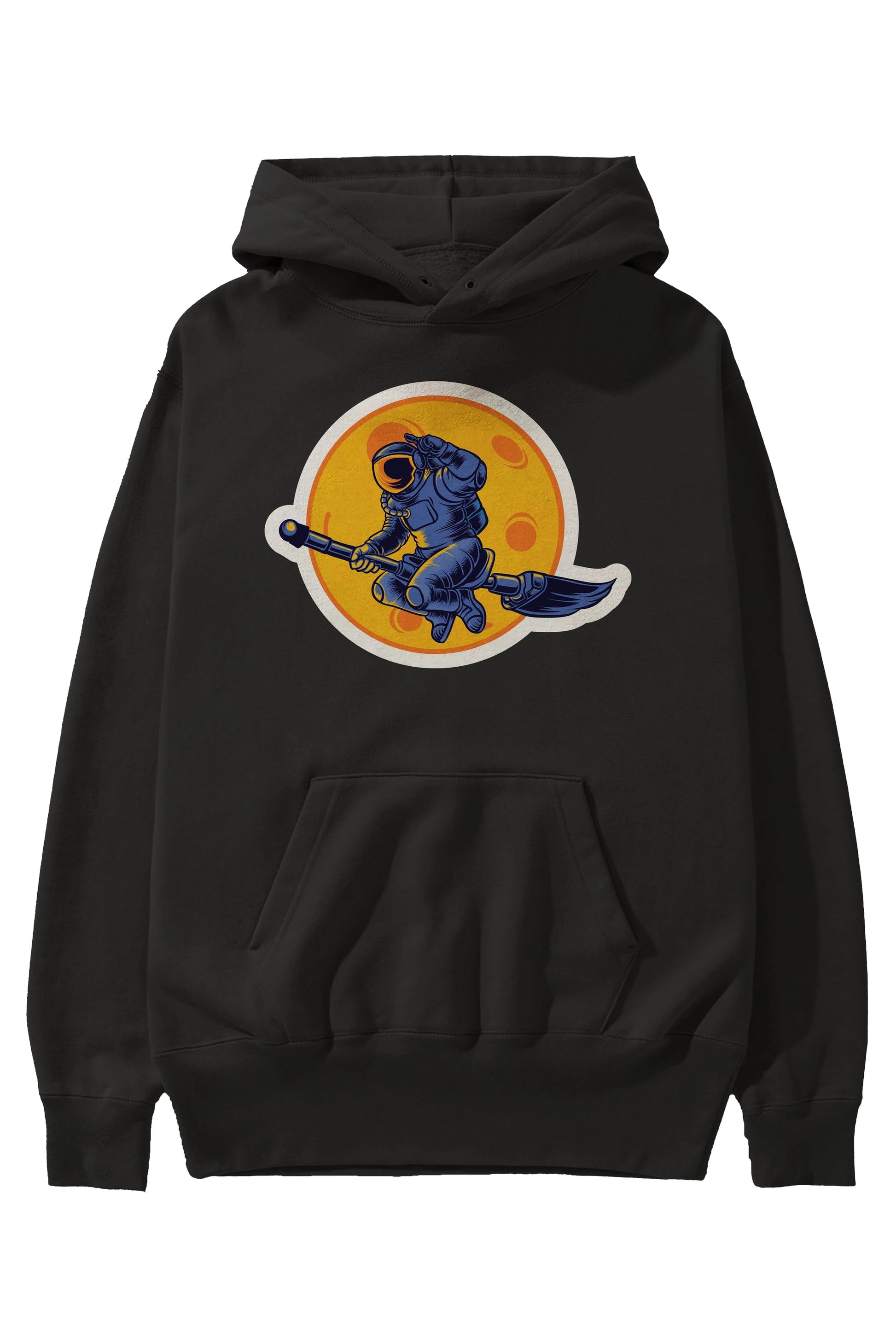 Space Witch Sticker Ön Baskılı Hoodie Oversize Kapüşonlu Sweatshirt Erkek Kadın Unisex
