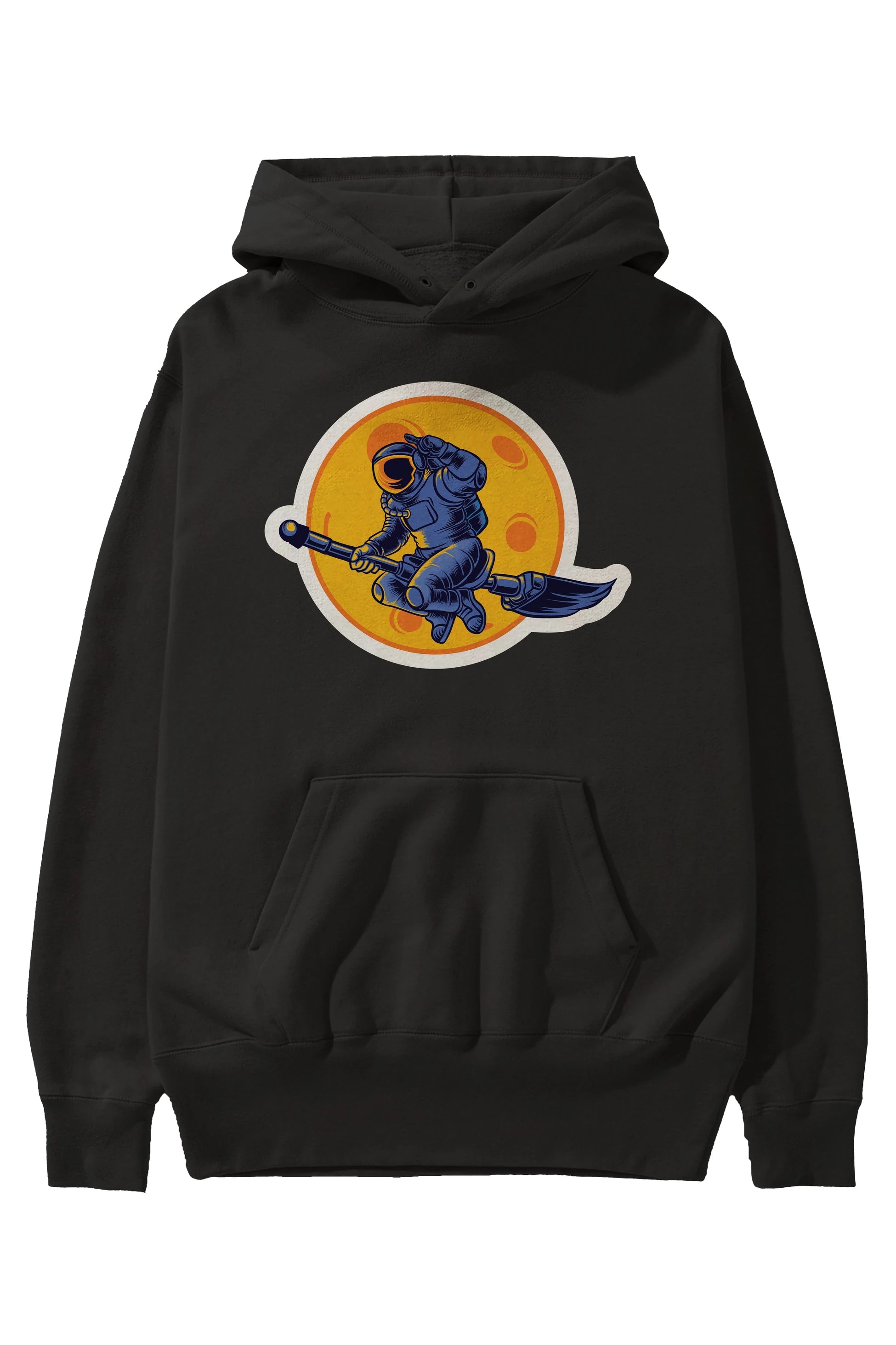 Space Witch Sticker Ön Baskılı Hoodie Oversize Kapüşonlu Sweatshirt Erkek Kadın Unisex