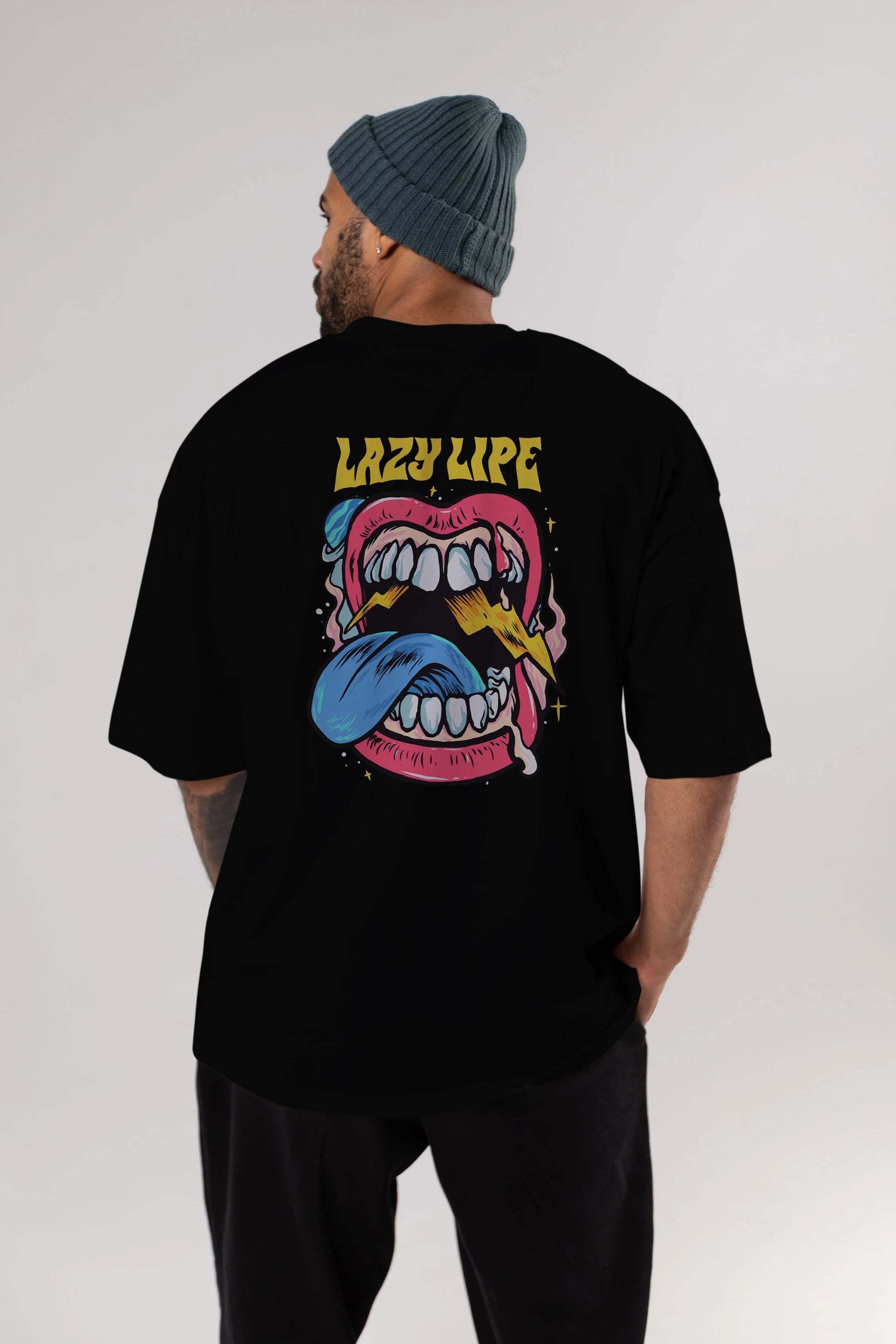 Lazy Lipe Arka Baskılı Oversize t-shirt Erkek Kadın Unisex