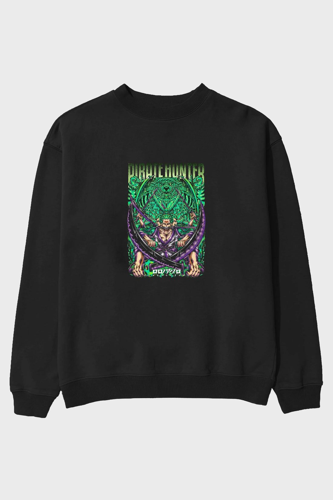 RORONOA ZORO 3 Anime Ön Baskılı Oversize Sweatshirt Erkek Kadın Unisex