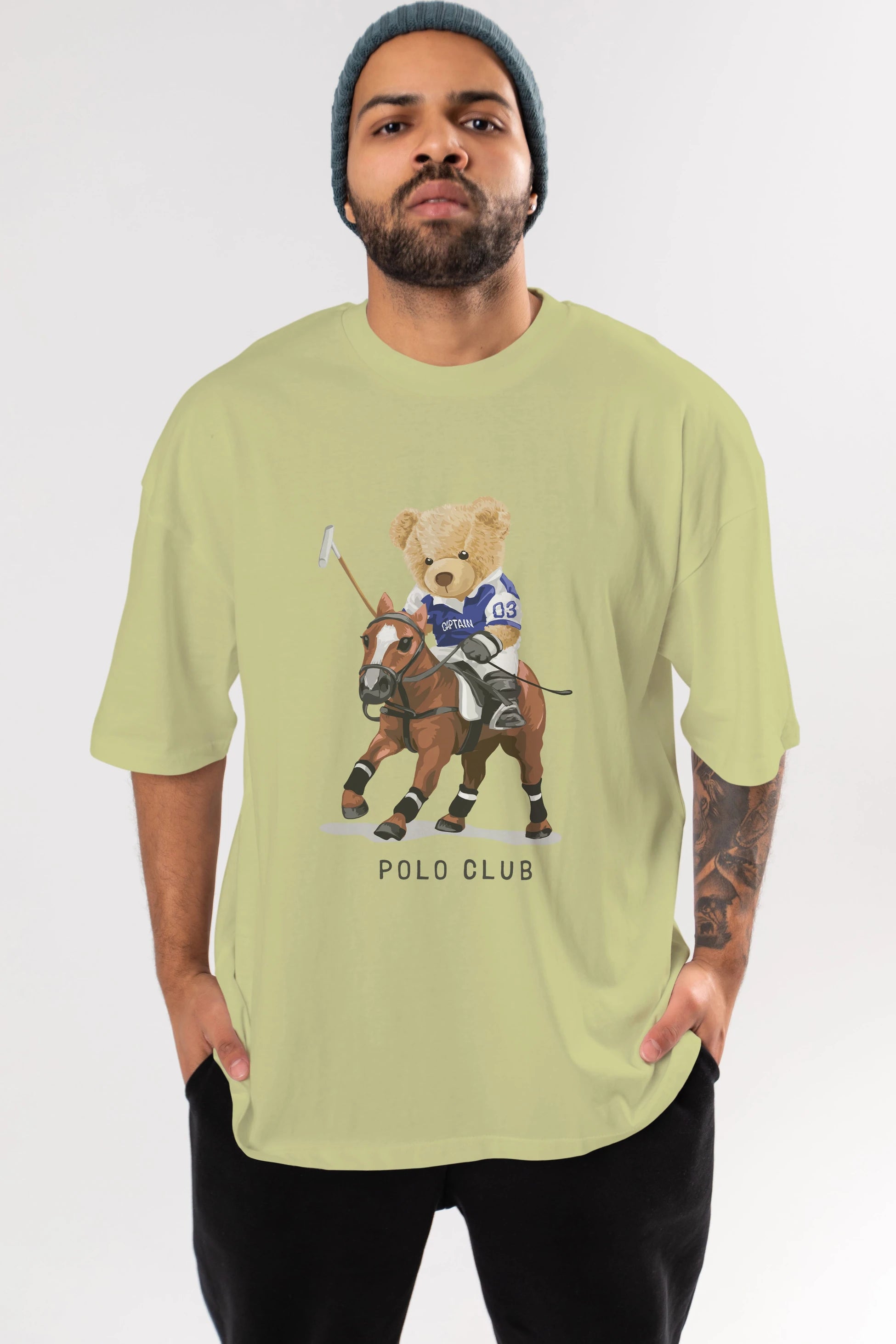 Teddy Bear Polo Club Ön Baskılı Oversize t-shirt Erkek Kadın Unisex %100 Pamuk