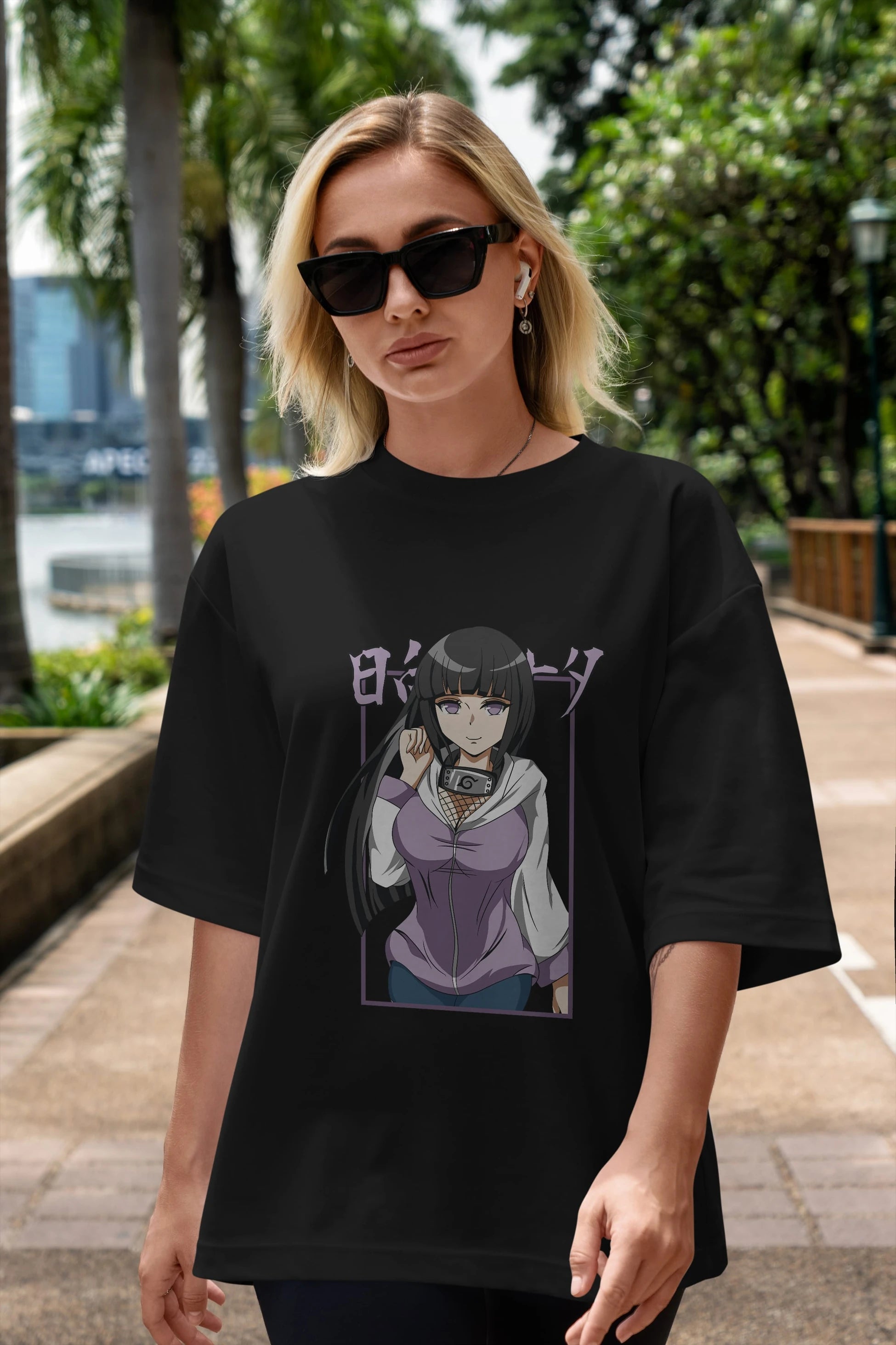 Hinata NARUTO Anime Ön Baskılı Oversize t-shirt %100 pamuk Erkek Kadın Unisex