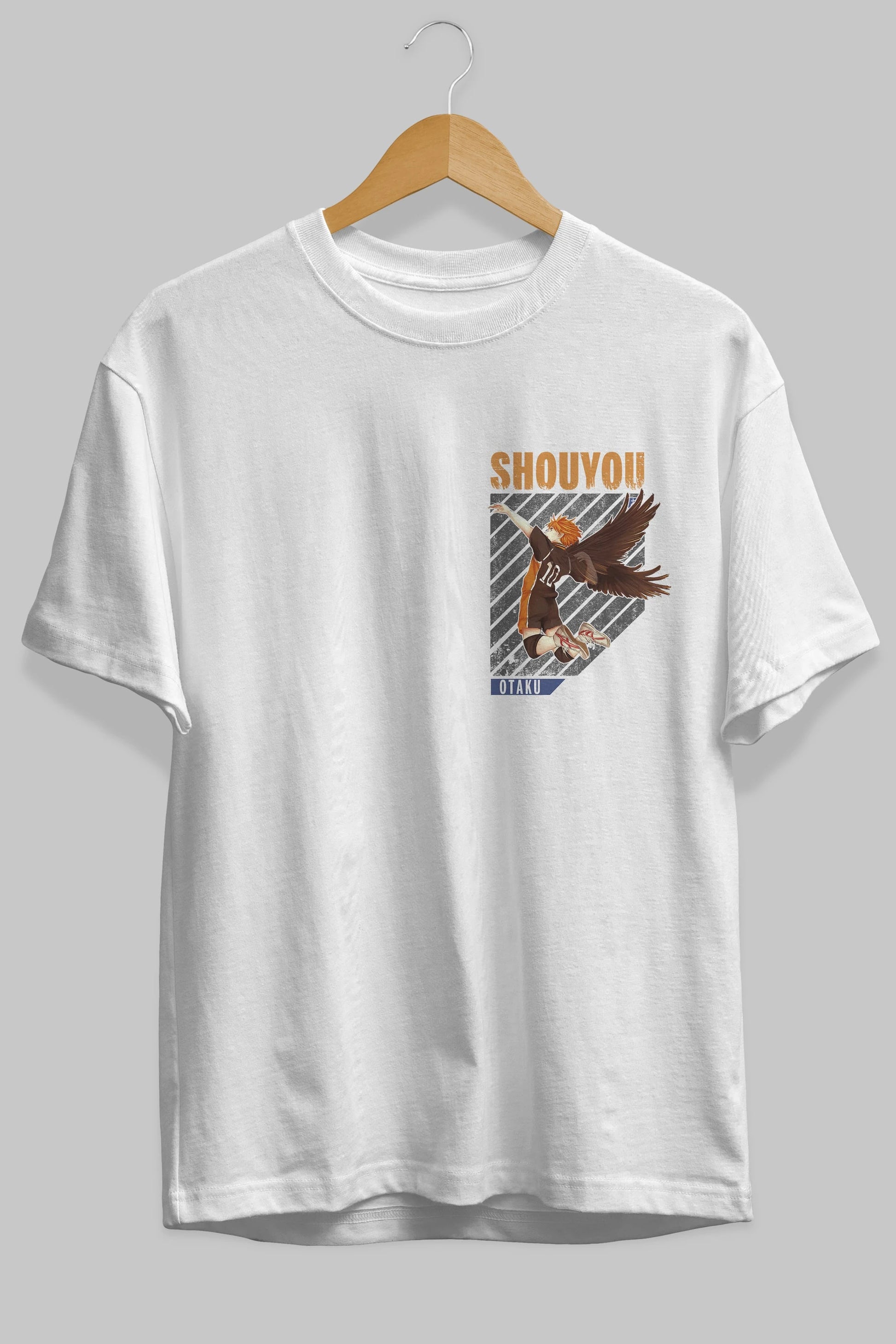 Shouyou Hinata 10 Ön Sol Baskılı Oversize t-shirt Erkek Kadın Unisex %100 Pamuk Bisiklet Yaka tişort