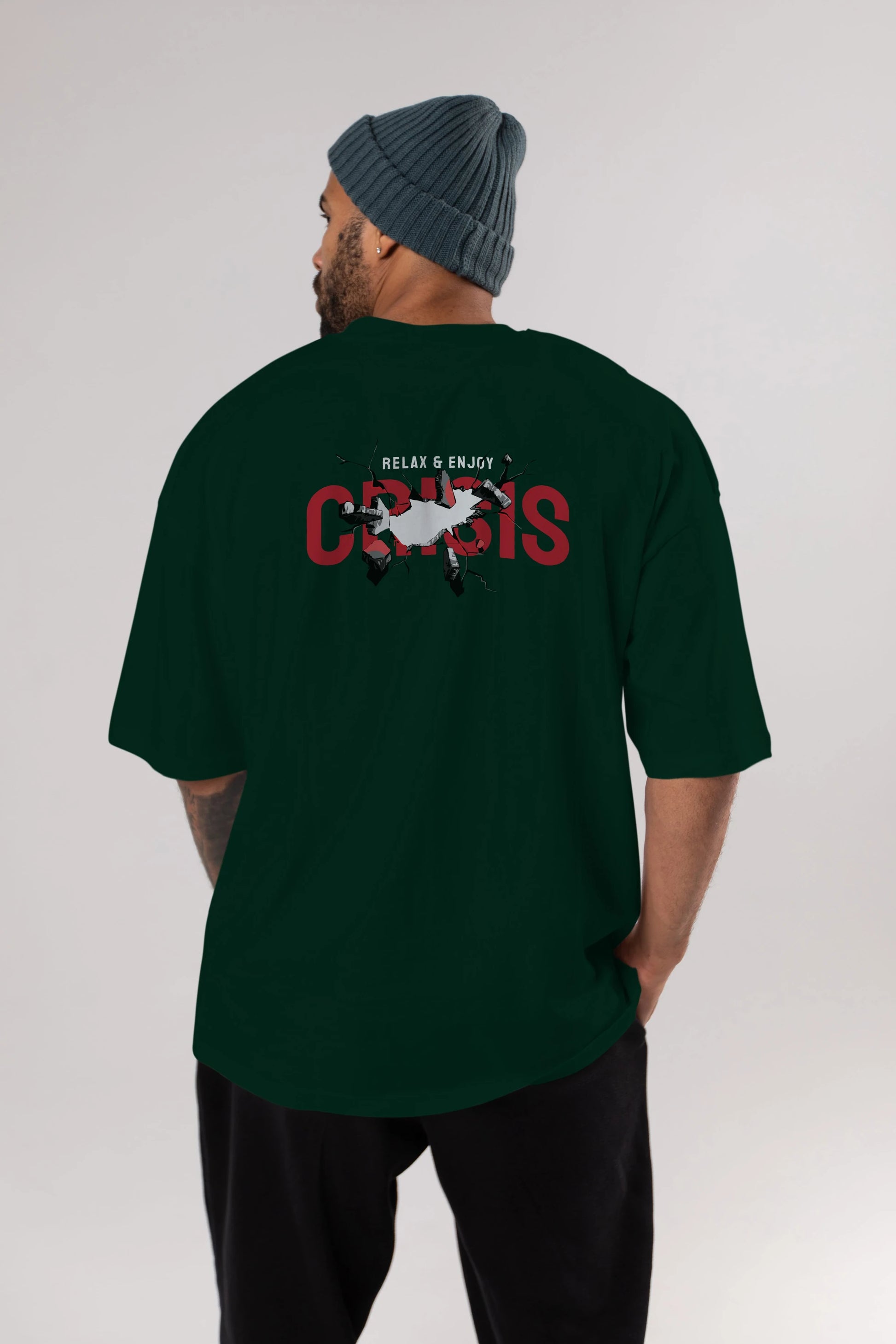 Relax and Enjoy Arka Baskılı Oversize t-shirt Erkek Kadın Unisex