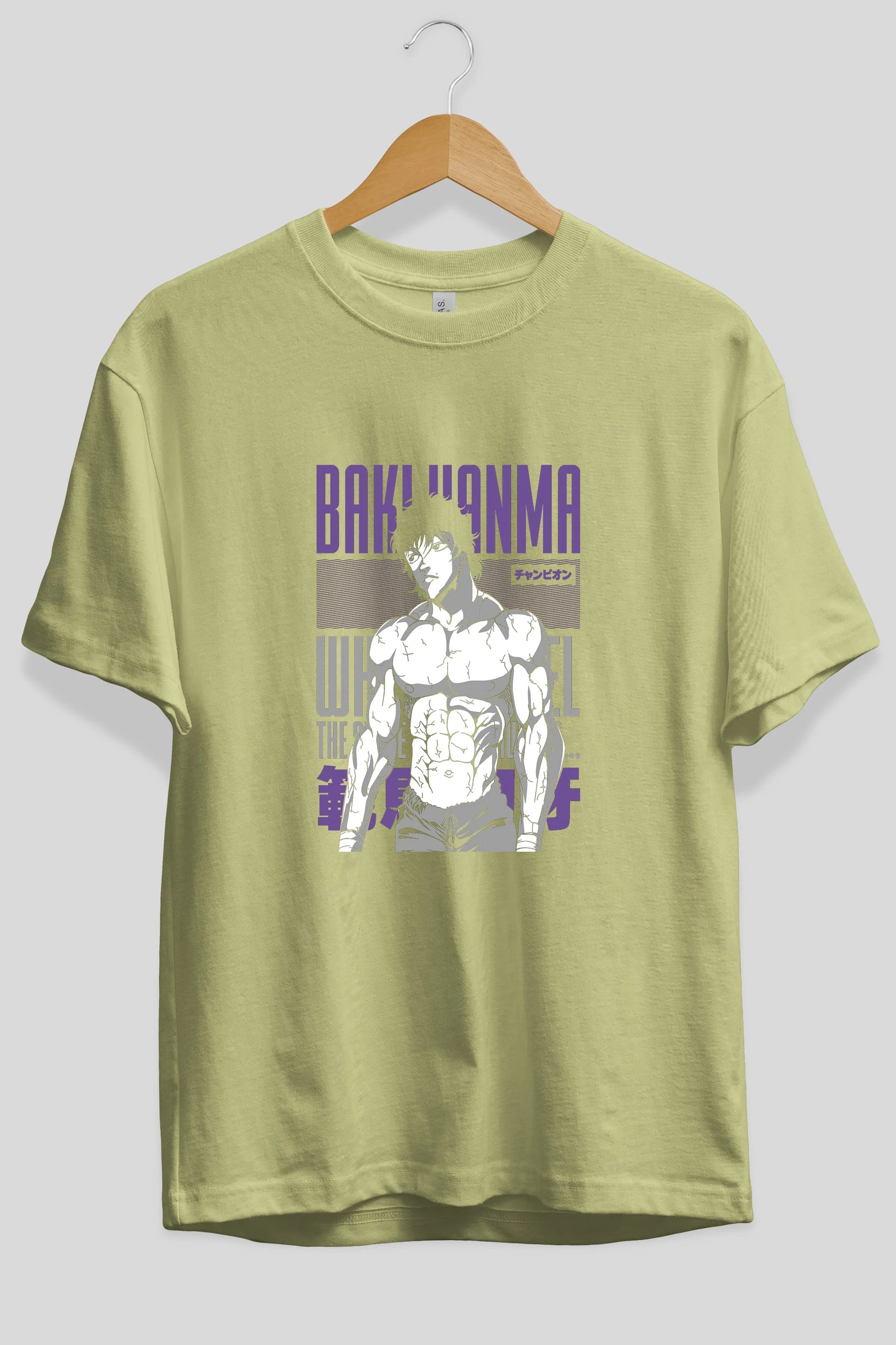 BAKI HANMA (2) Anime Ön Baskılı Oversize t-shirt %100 pamuk Erkek Kadın Unisex