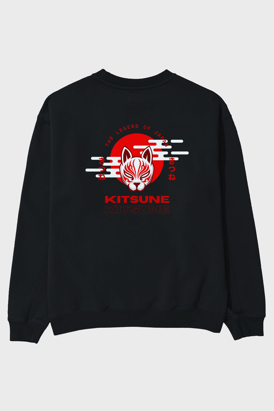 Kitsune Mask Arka Baskılı Oversize Sweatshirt Erkek Kadın Unisex