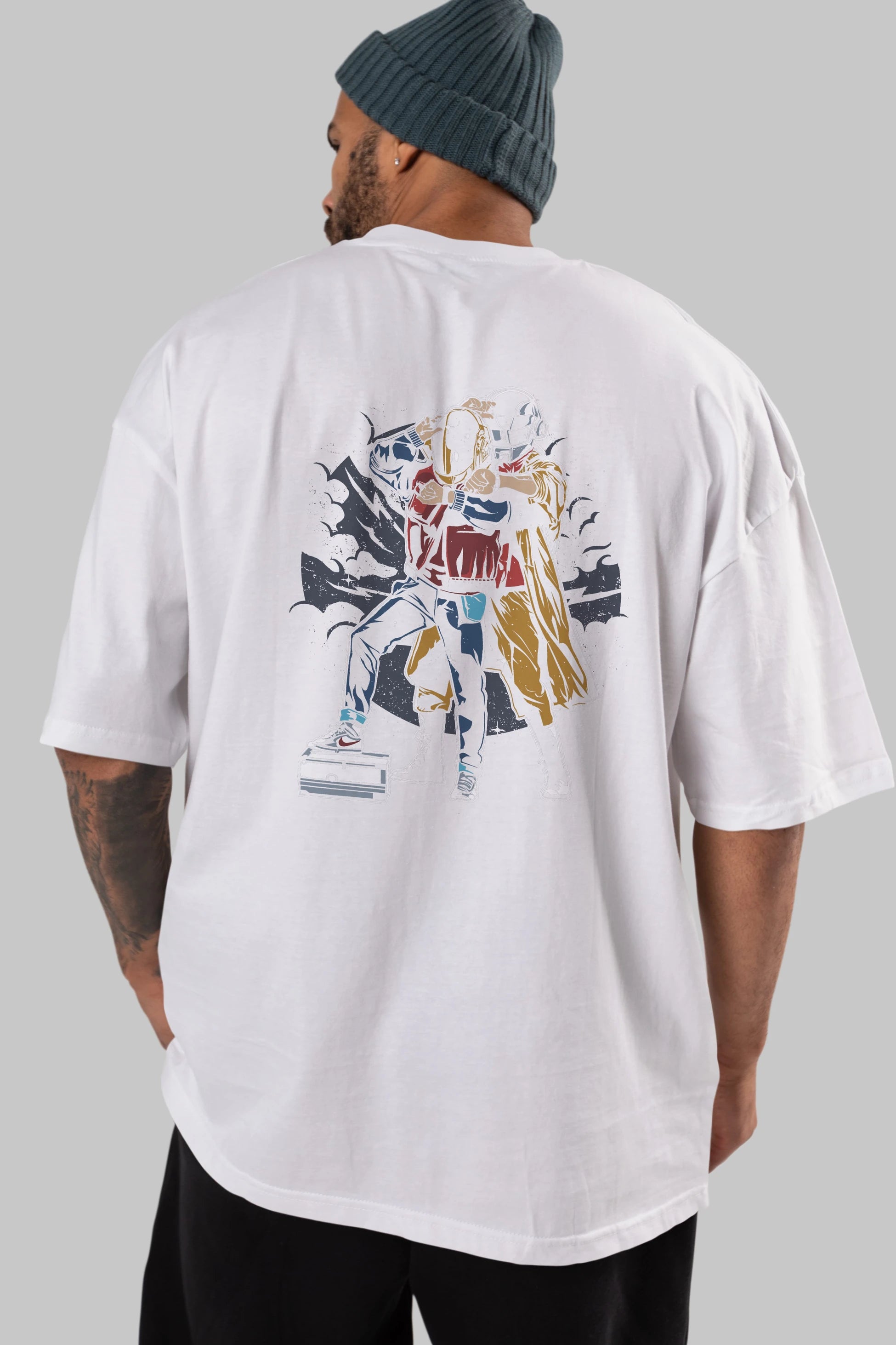 Back To The Beat Arka Baskılı Oversize t-shirt Erkek Kadın Unisex %100 Pamuk