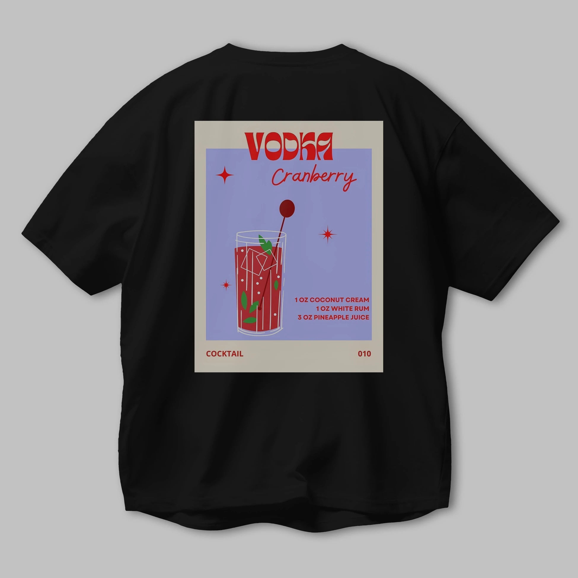 Vodka Cranberry Arka Baskılı Oversize t-shirt Erkek Kadın Unisex %100 Pamuk Bisiklet Yaka tişort