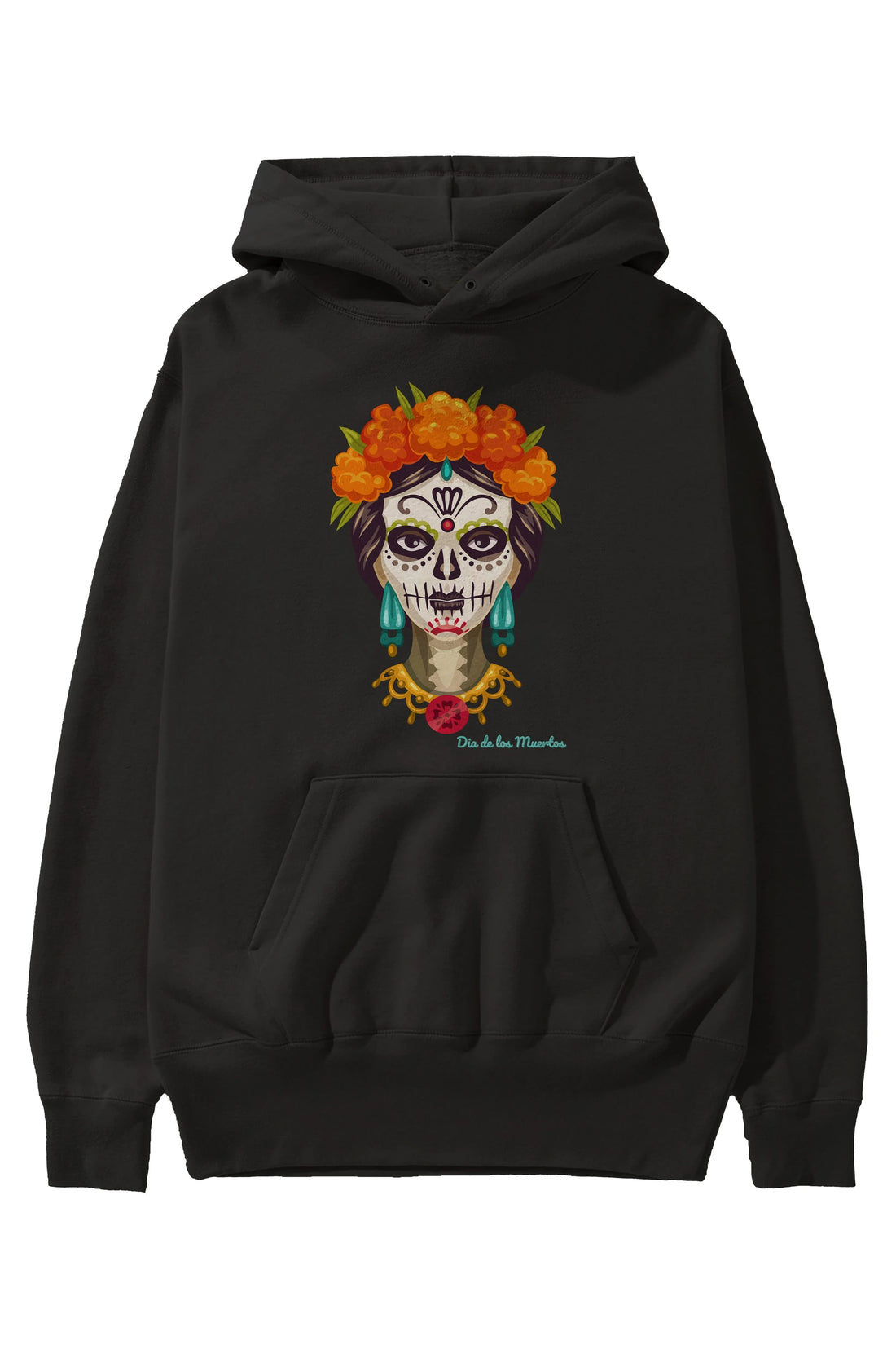 Dia de los Muertos 2 Ön Baskılı Oversize Hoodie Kapüşonlu Sweatshirt Erkek Kadın Unisex