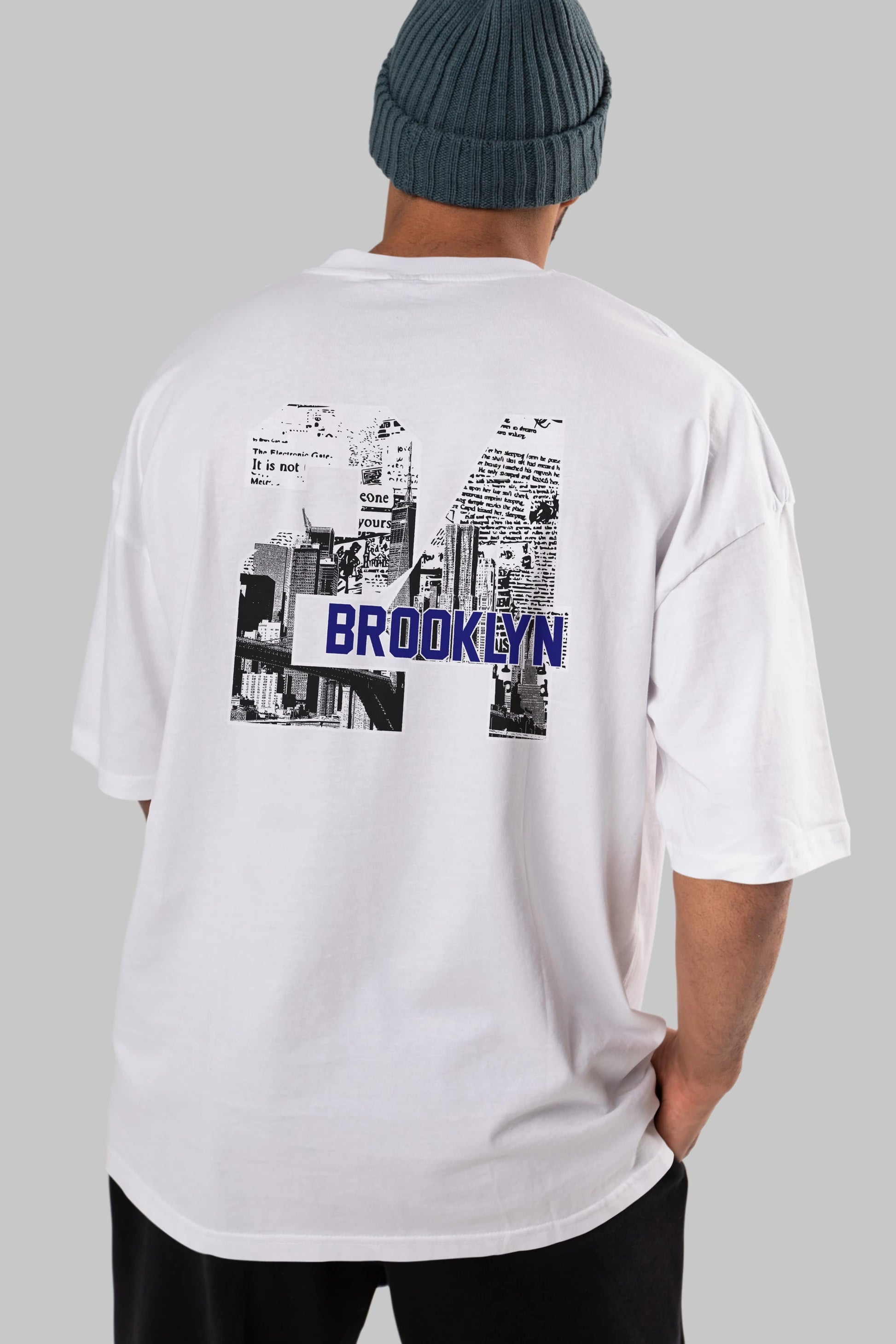 Brooklyn 24 Arka Baskılı Oversize t-shirt Erkek Kadın Unisex