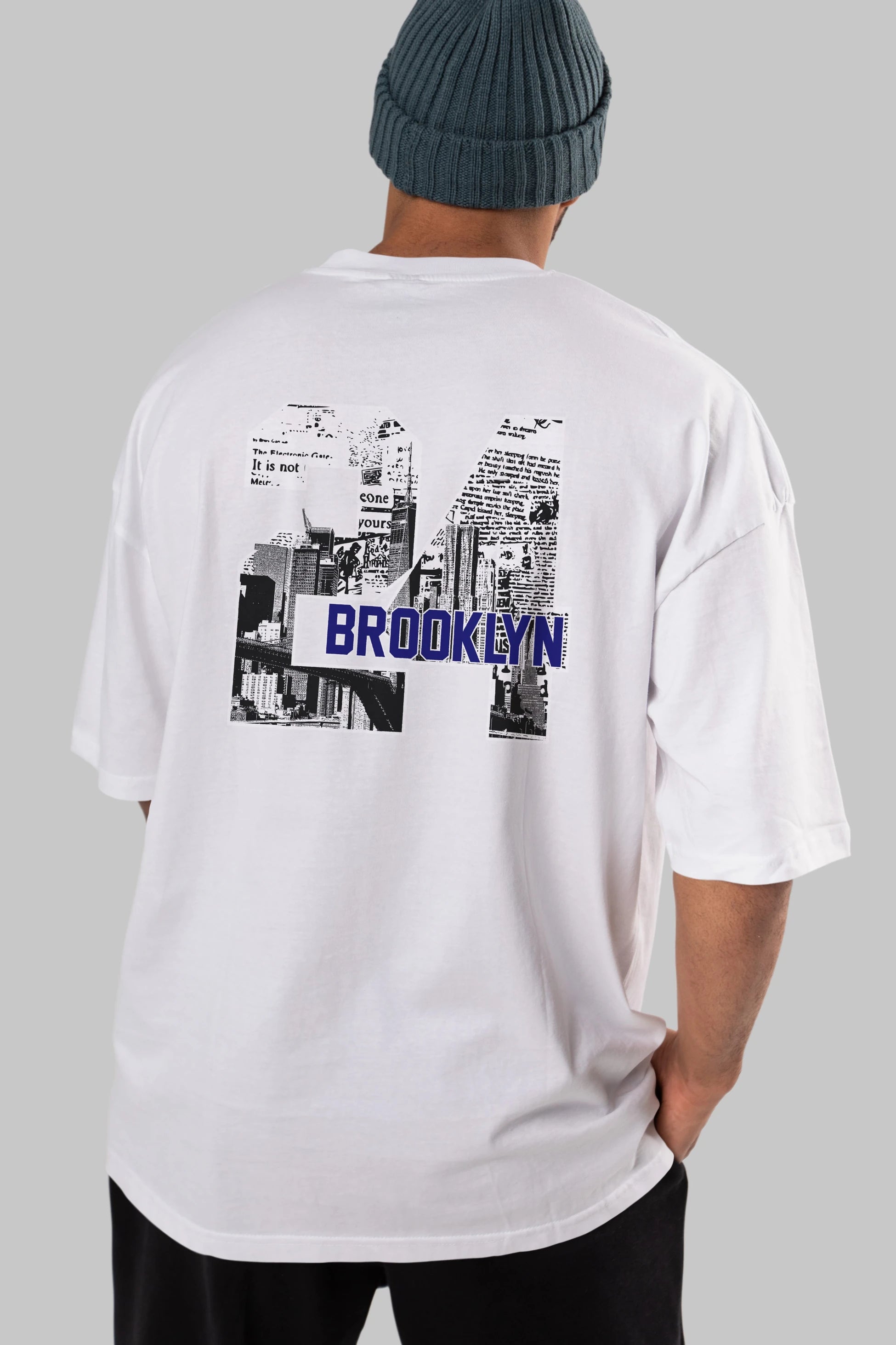 Brooklyn 24 Arka Baskılı Oversize t-shirt Erkek Kadın Unisex
