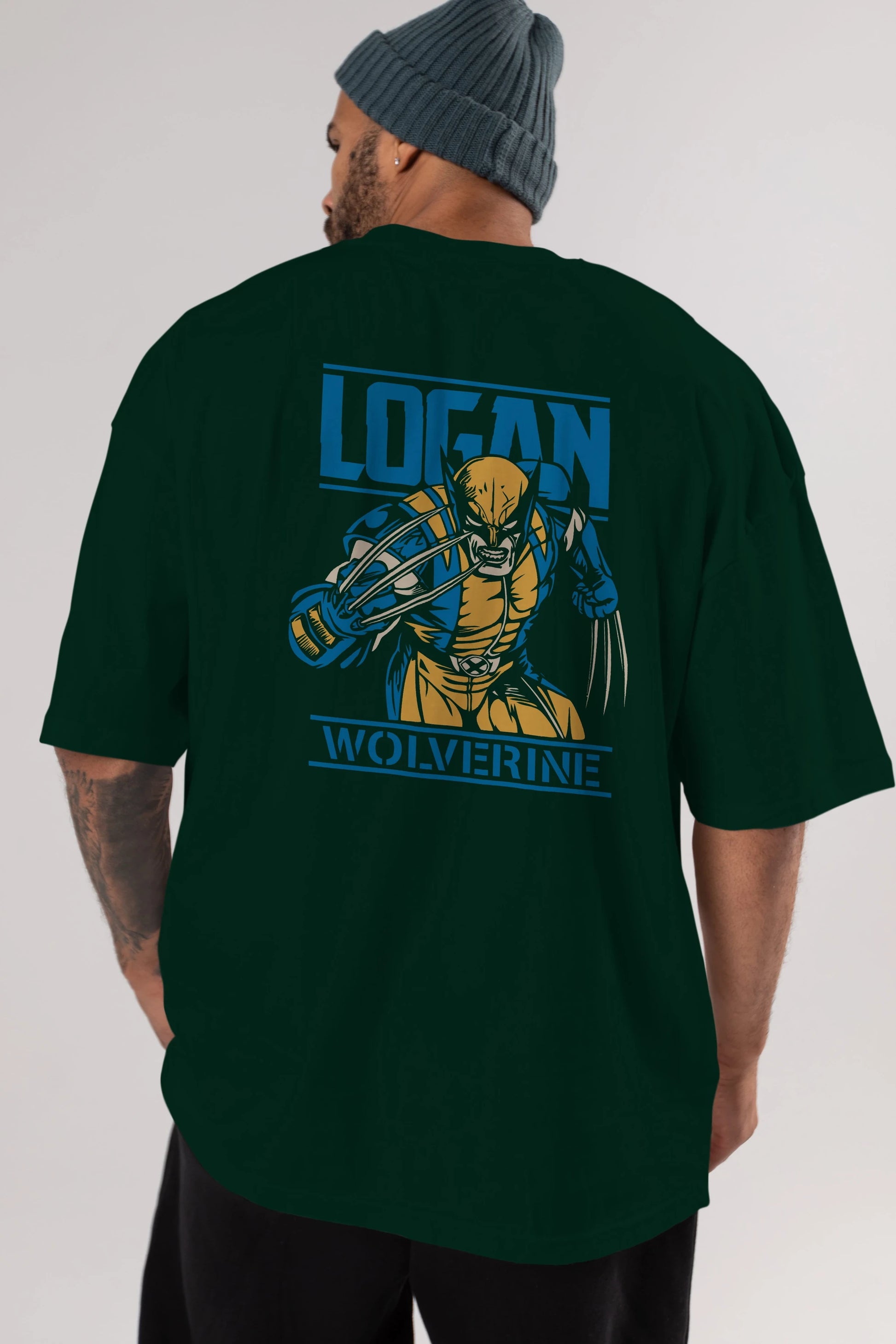 Wolverine Logan Arka Baskılı Oversize t-shirt Erkek Kadın Unisex %100 Pamuk Bisiklet Yaka tişort