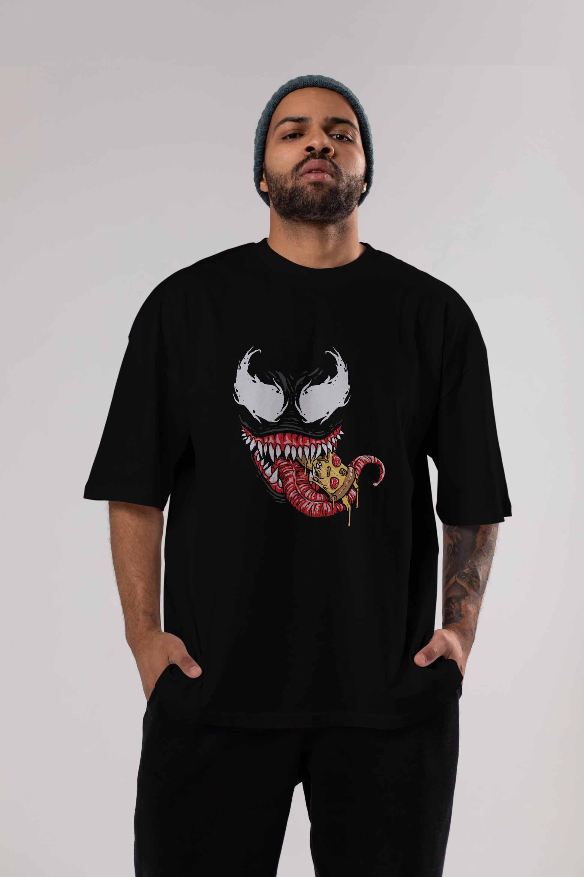 Venom (1) Ön Baskılı Oversize t-shirt Erkek Kadın Unisex %100 Pamuk Bisiklet Yaka tişort