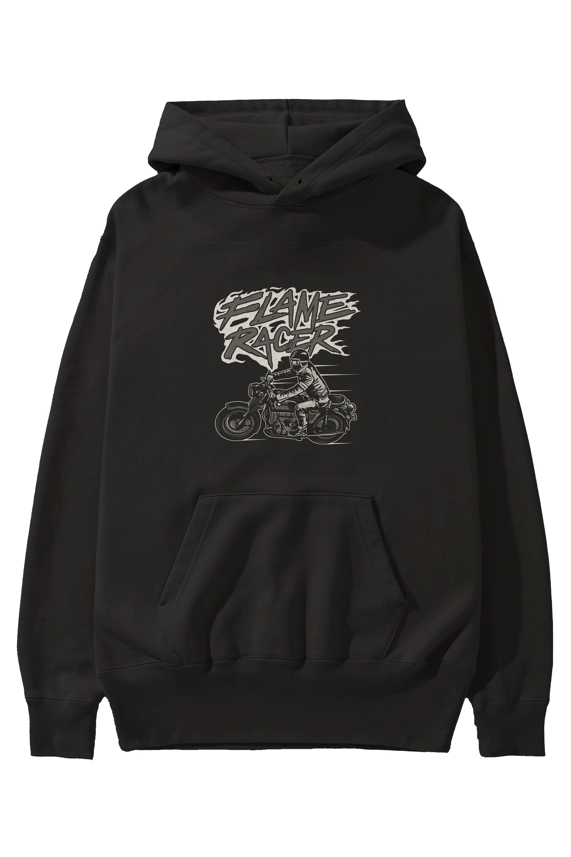 Flame Racer Ön Baskılı Hoodie Oversize Kapüşonlu Sweatshirt Erkek Kadın Unisex