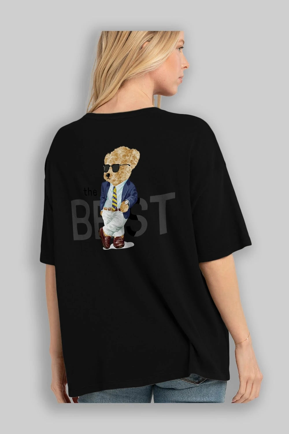 Teddy Bear The Best Arka Baskılı Oversize t-shirt Erkek Kadın Unisex %100 Pamuk
