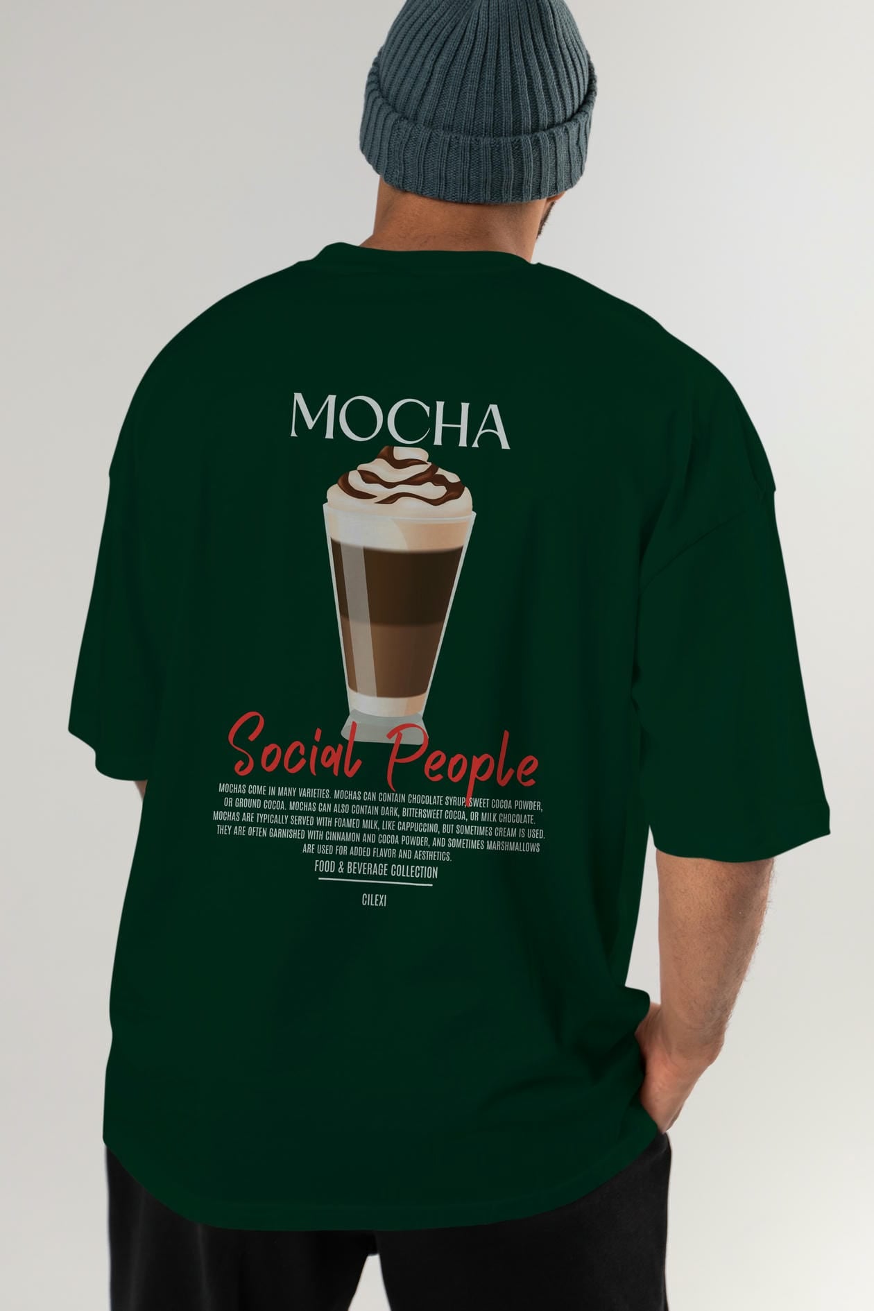 Mocha Kokteyl Serisi Baskılı Oversize t-shirt Erkek Kadın Unisex %100 Pamuk Bisiklet Yaka tişort