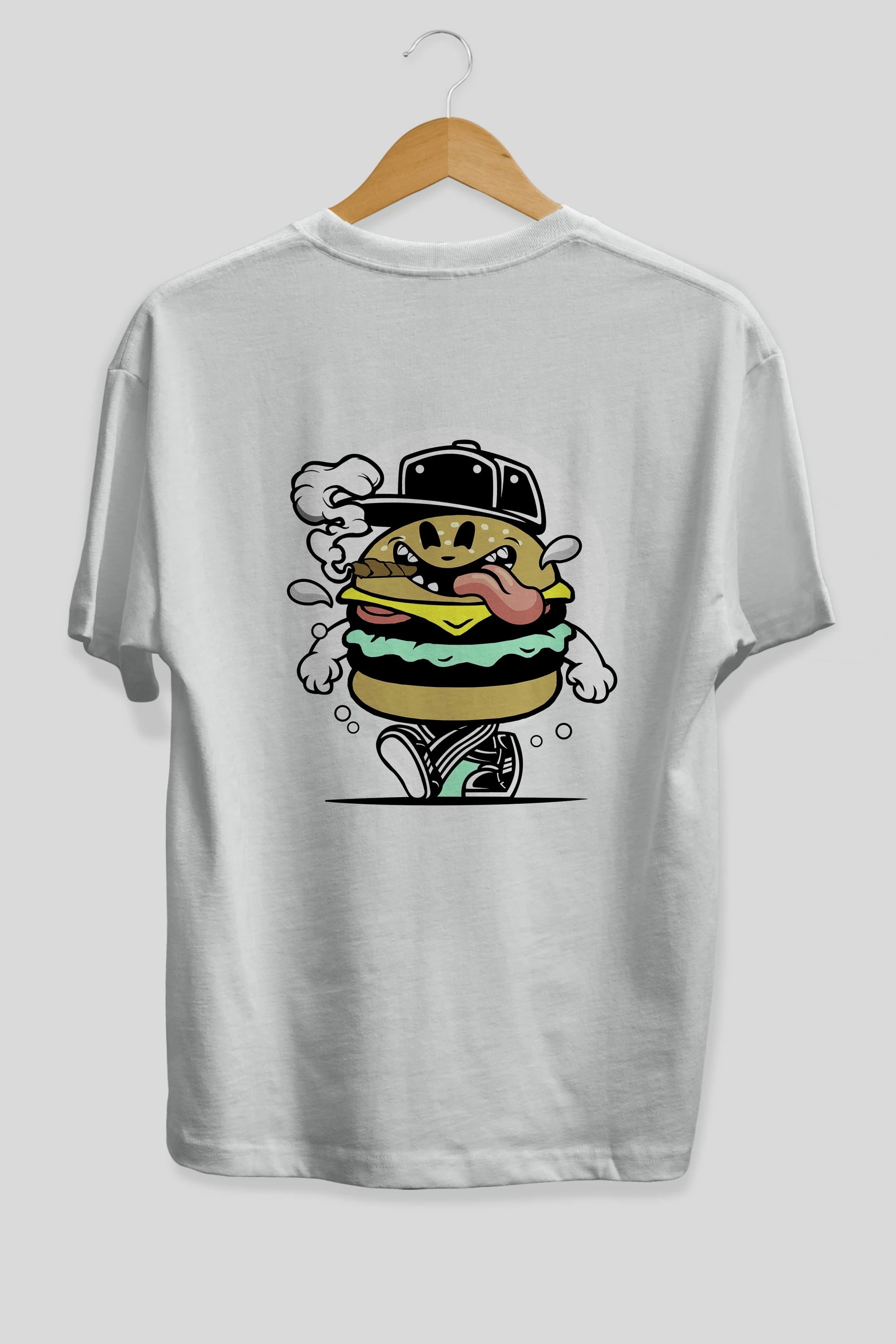 Burger Guy Arka Baskılı Oversize t-shirt Erkek Kadın Unisex %100 Pamuk tişort